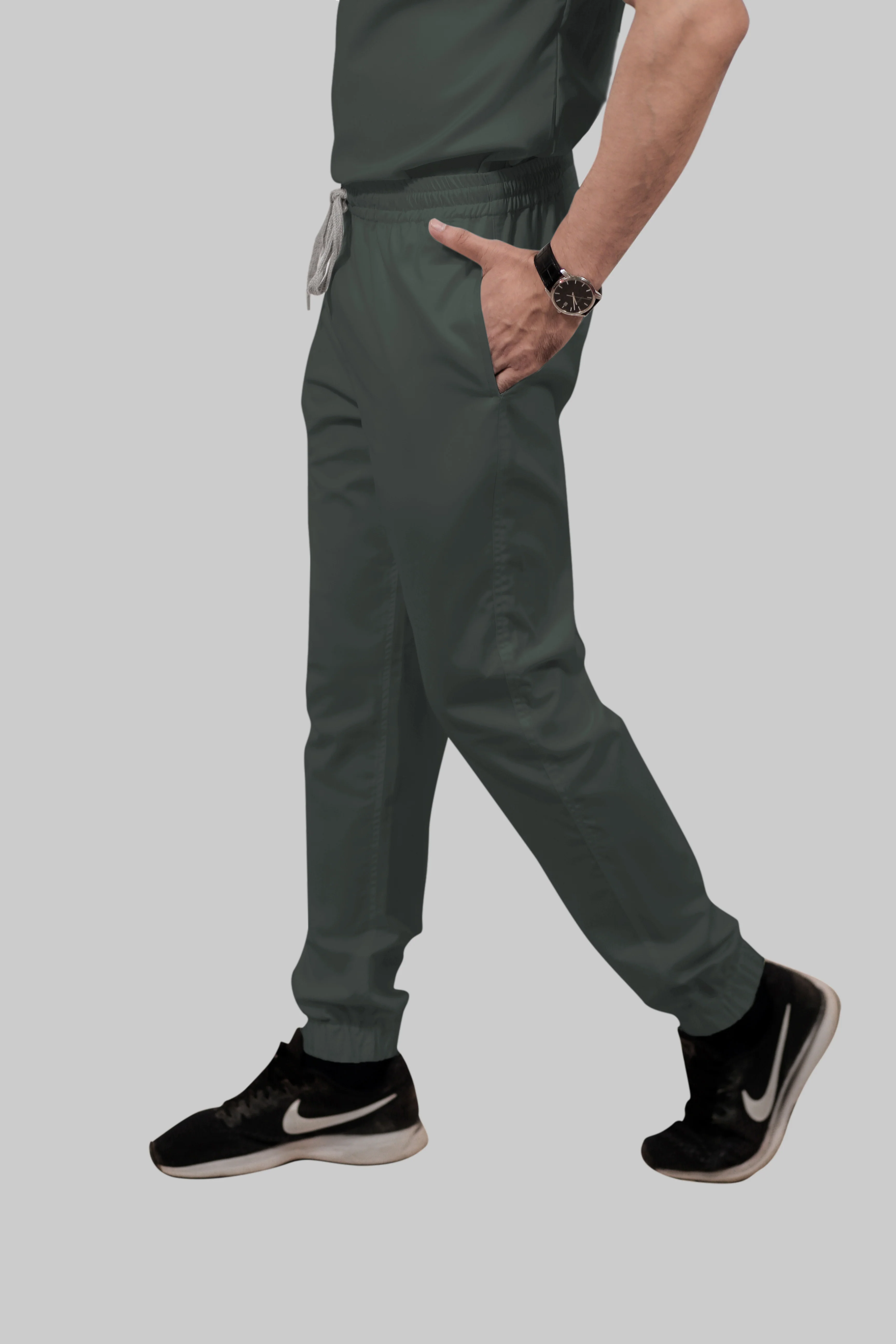 Stretchable (2way) Men Bottle Green Jogger - Image 2