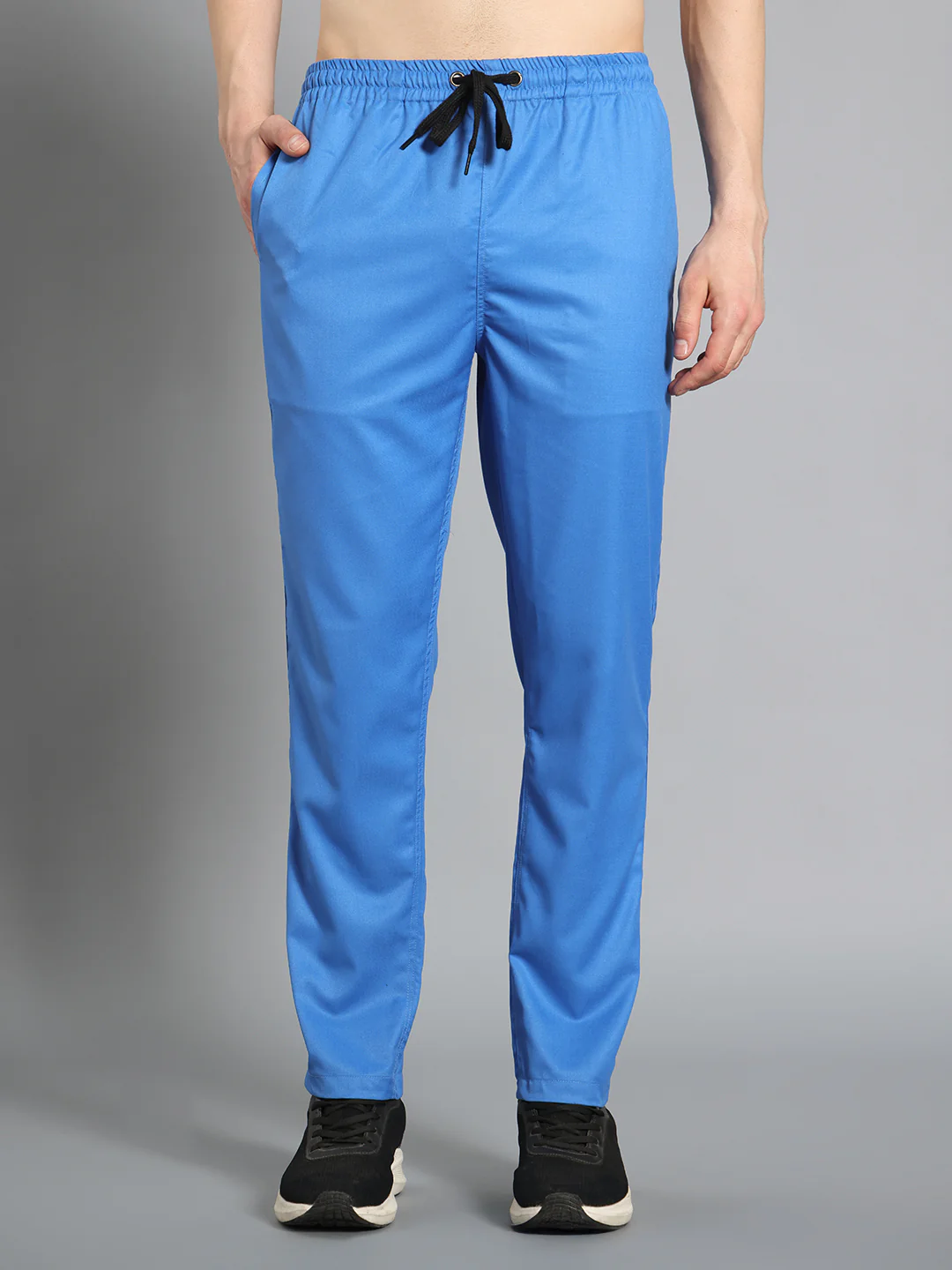 Stretchable (2Way) Men Light Blue Mandarin Neck With Straight Pant Scrub Set - Image 3