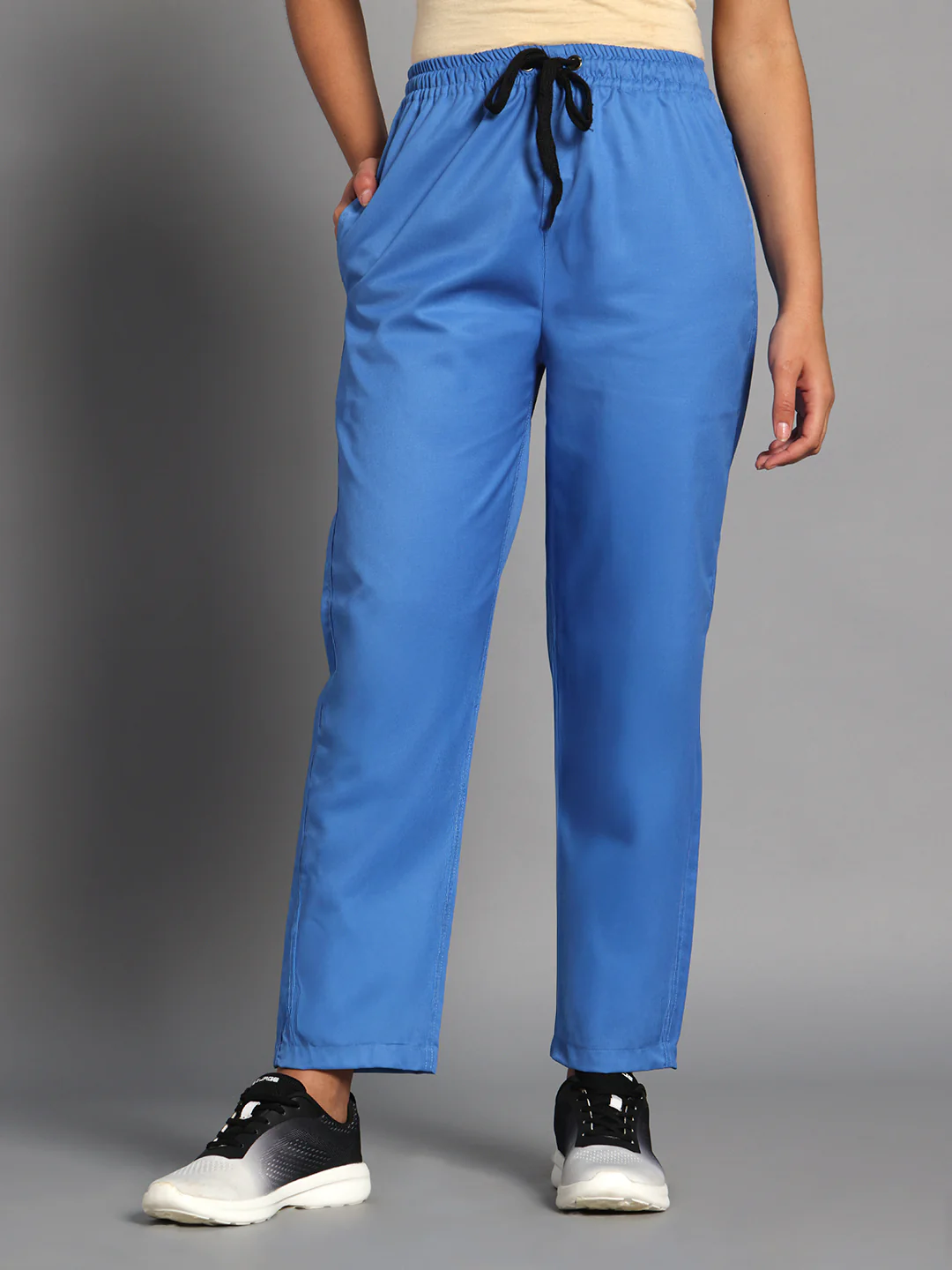 Stretchable (2Way) Women Light Blue V-Neck With Straight Pant Scrub Set - Image 3