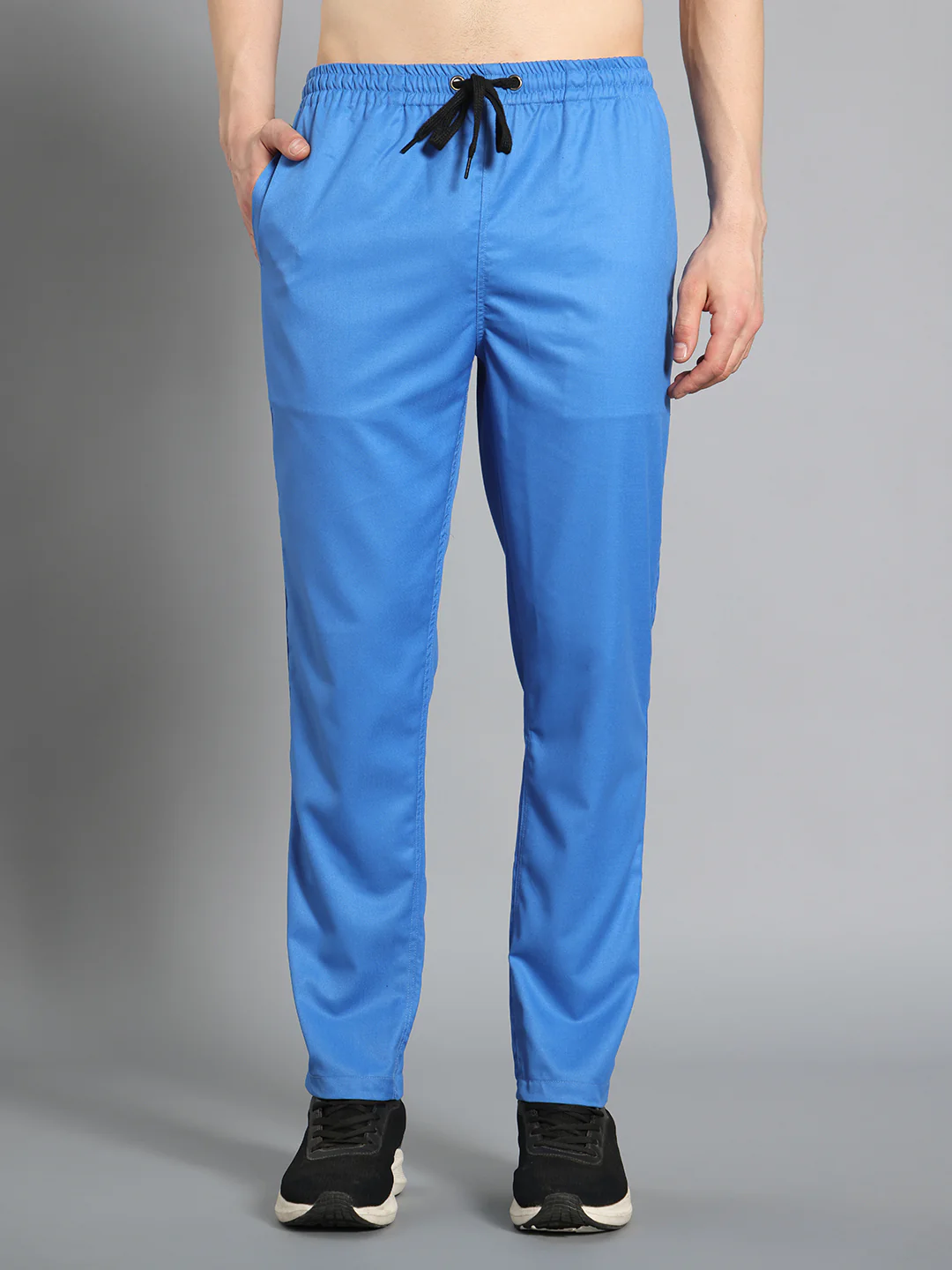 Stretchable (2Way) Men Light Blue V-Neck With Straight Pant Scrub Set - Image 4