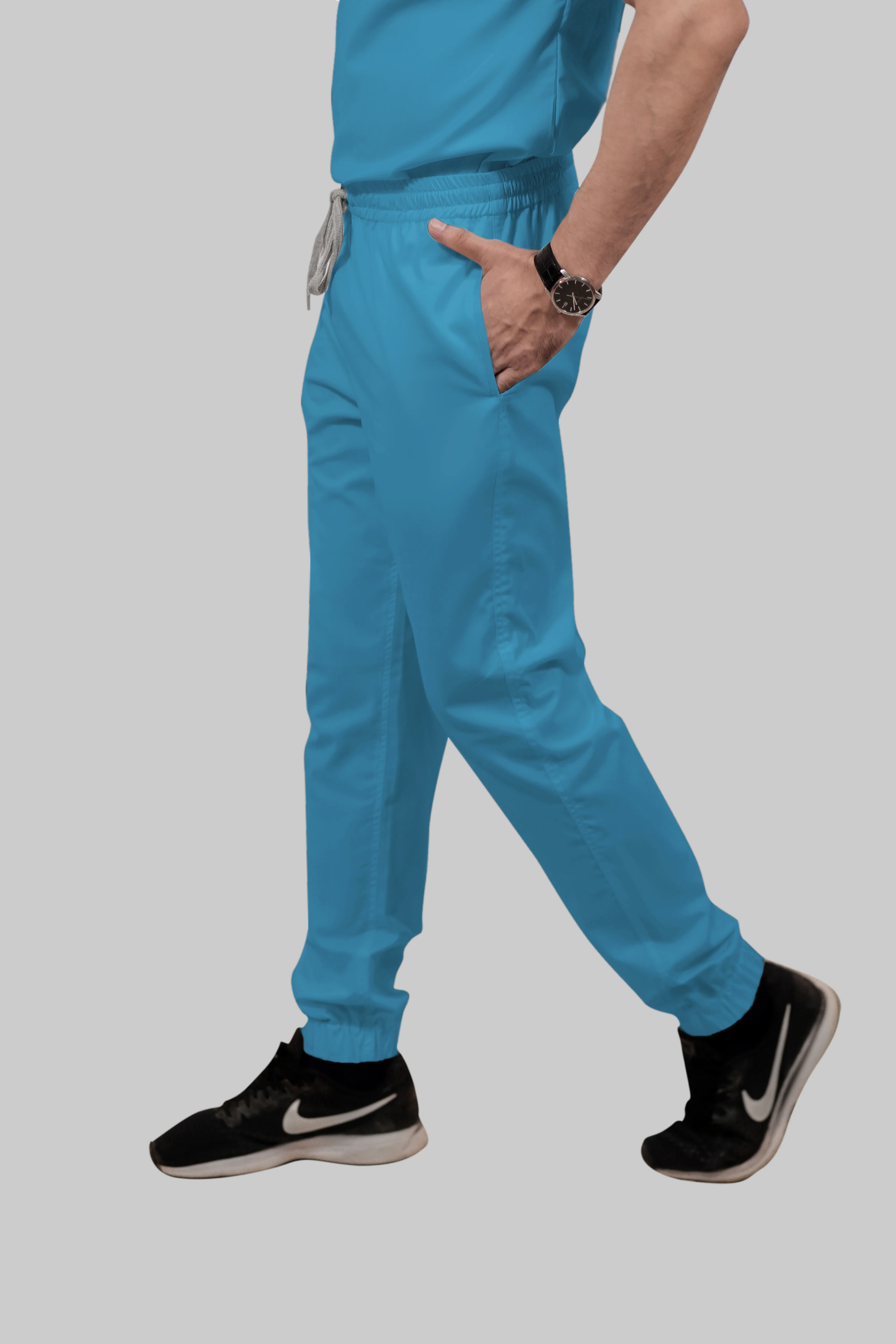 Stretchable (2Way) Men Peacock Blue Jogger - Image 2