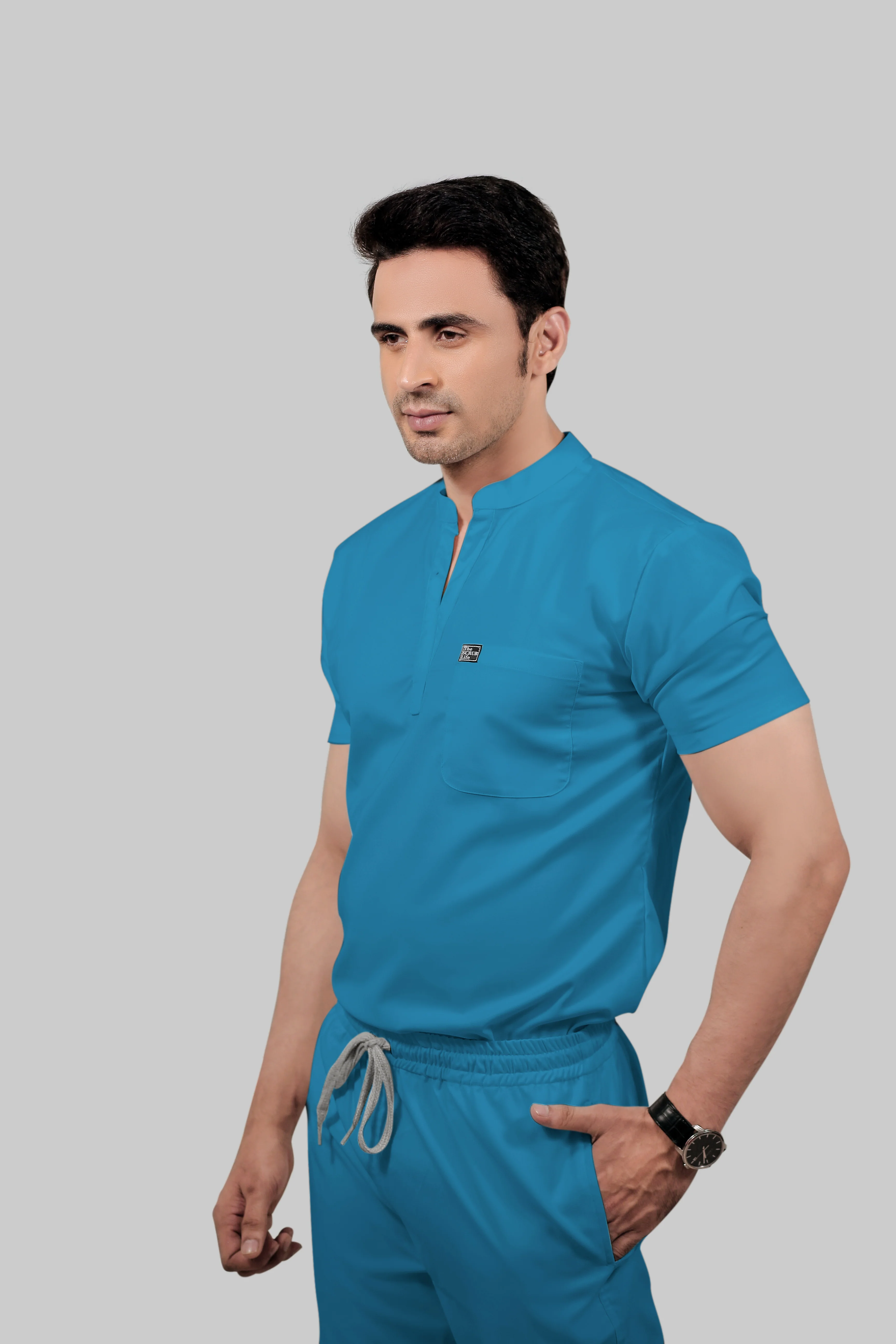 Stretchable (2Way) Men Peacock Blue Jogger - Image 4