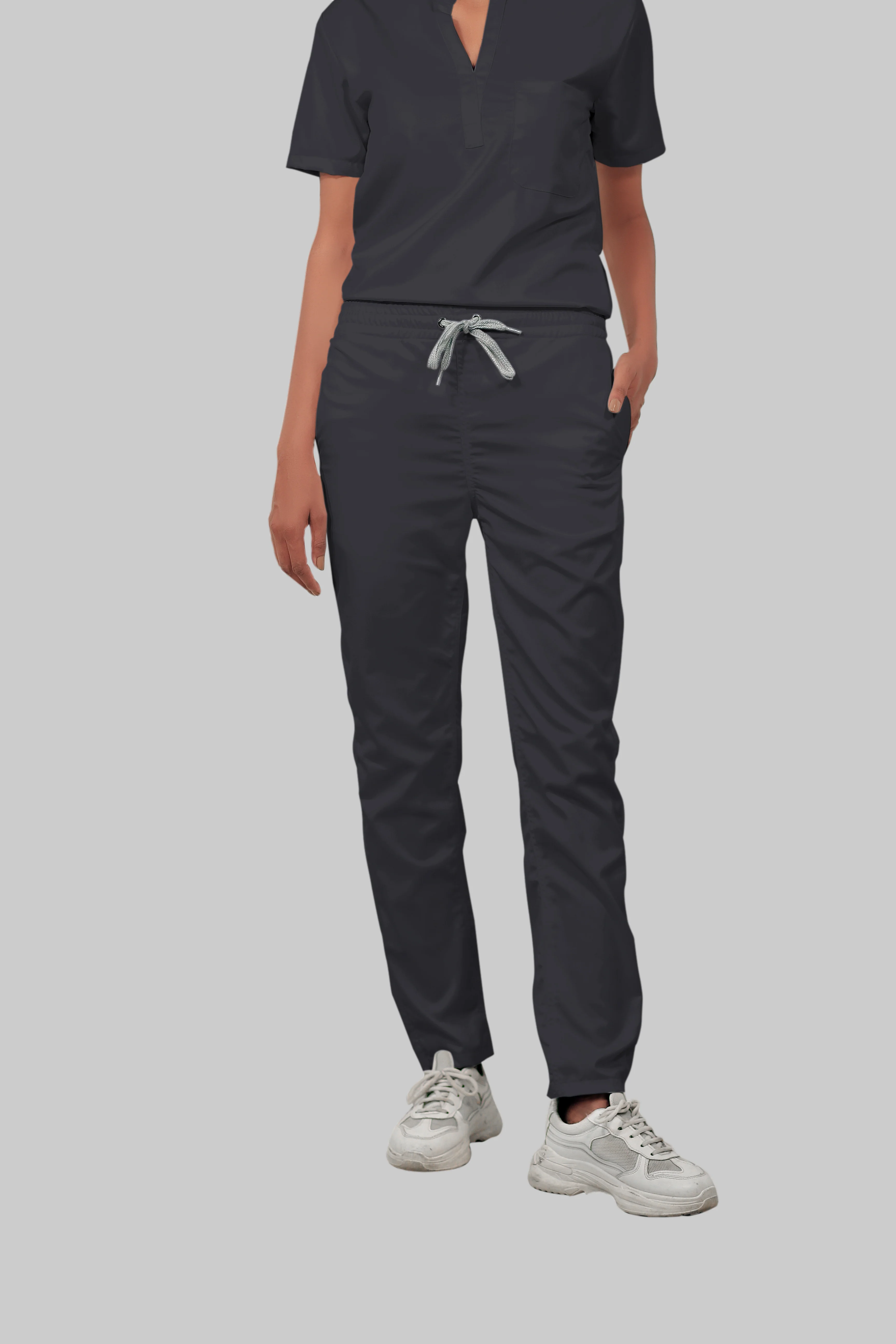 Stretchable (2way) Women Dark Gray Straight Scrub Pant