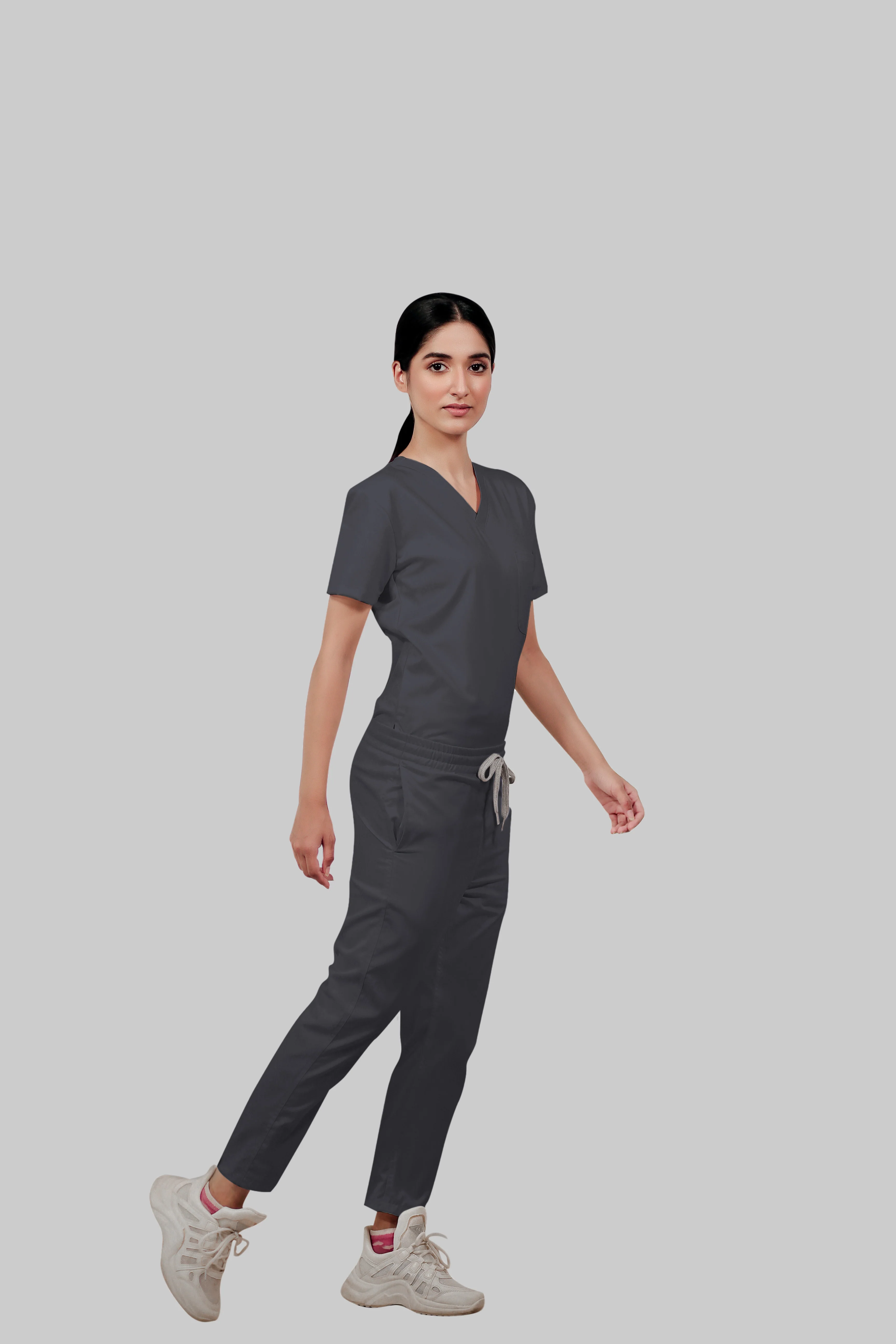 Stretchable (2way) Women Dark Gray Straight Scrub Pant - Image 3
