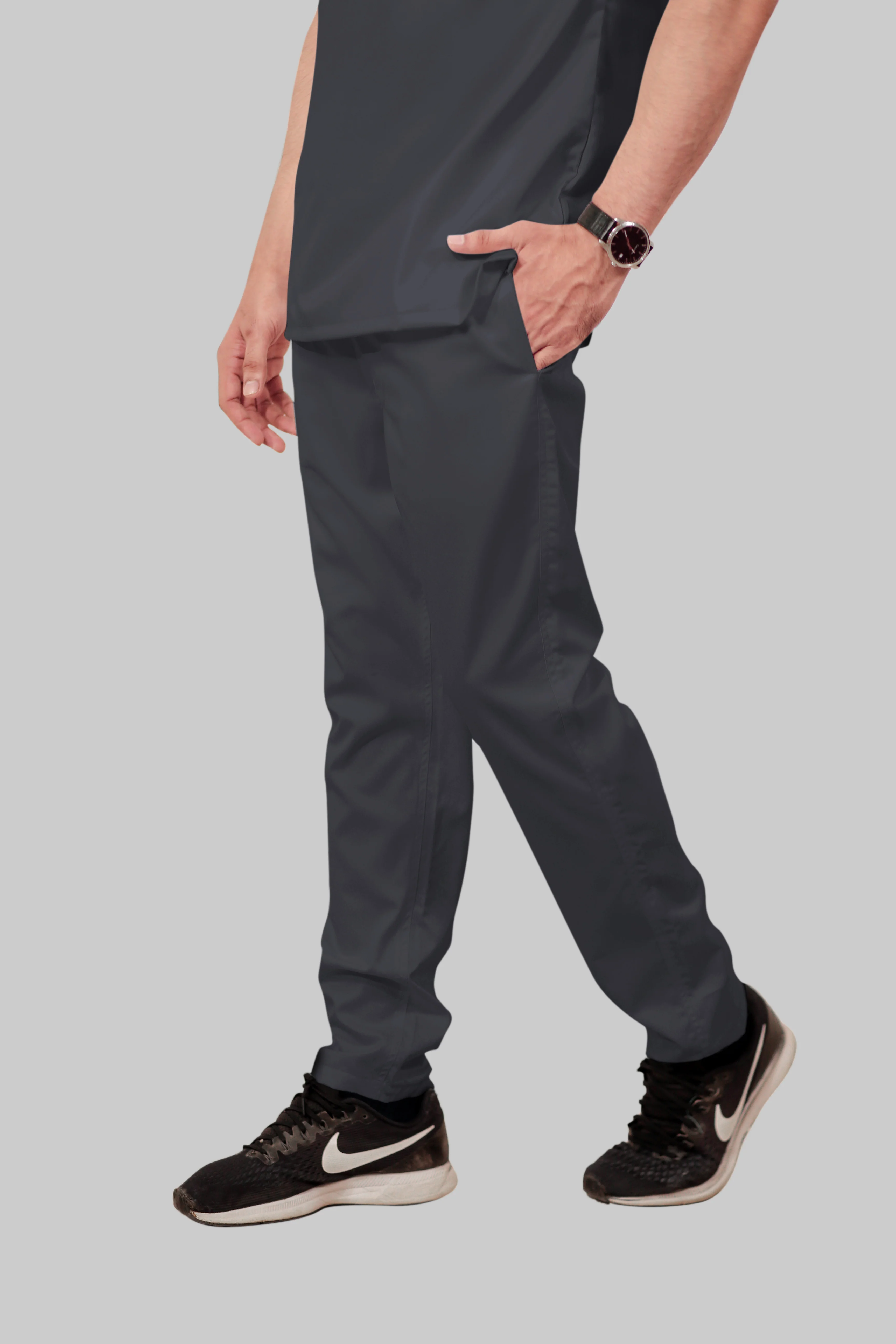 Stretchable (2Way) Men Dark Gray Straight Scrub Pant - Image 2