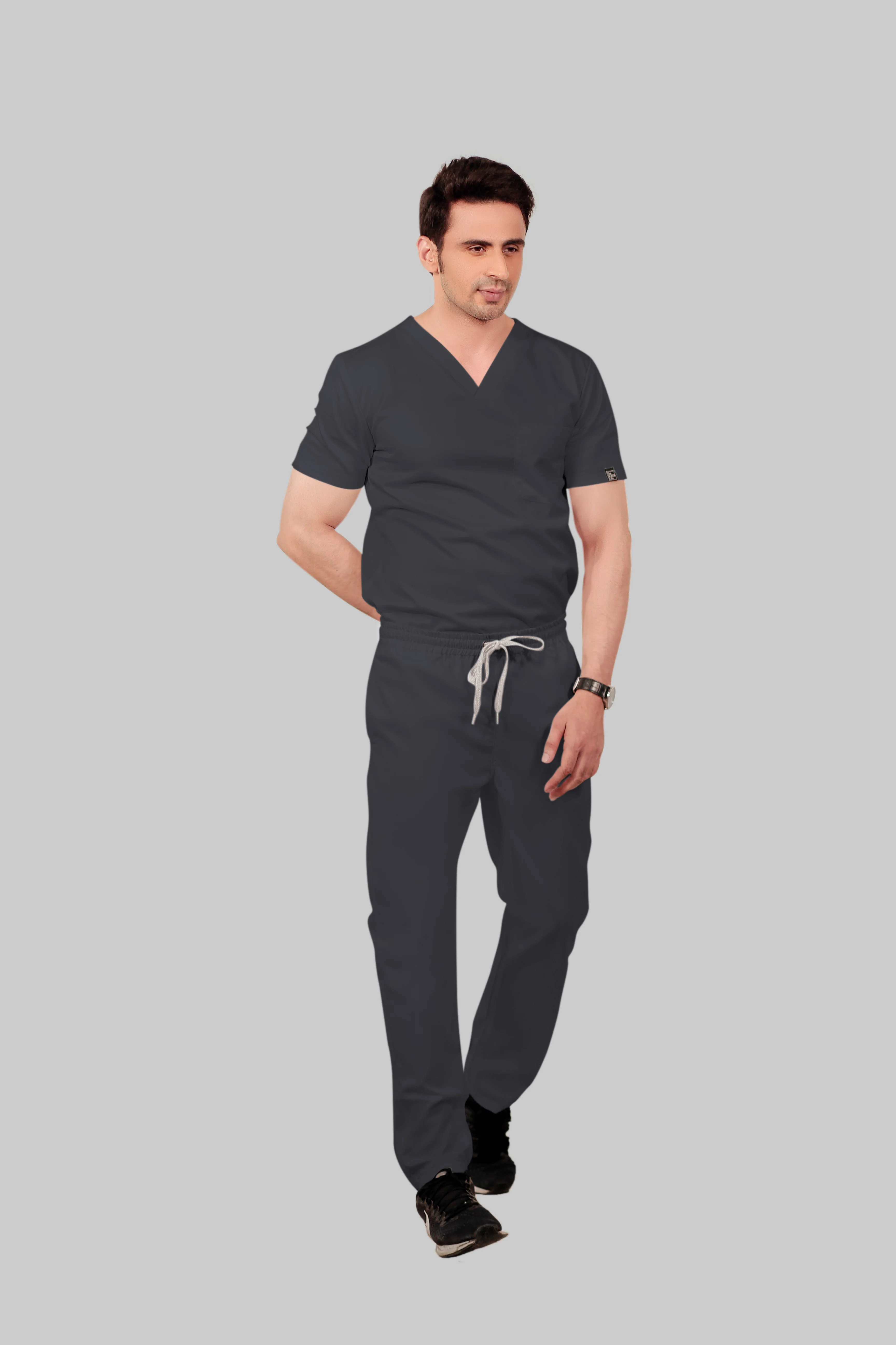 Stretchable (2Way) Men Dark Gray Straight Scrub Pant - Image 3