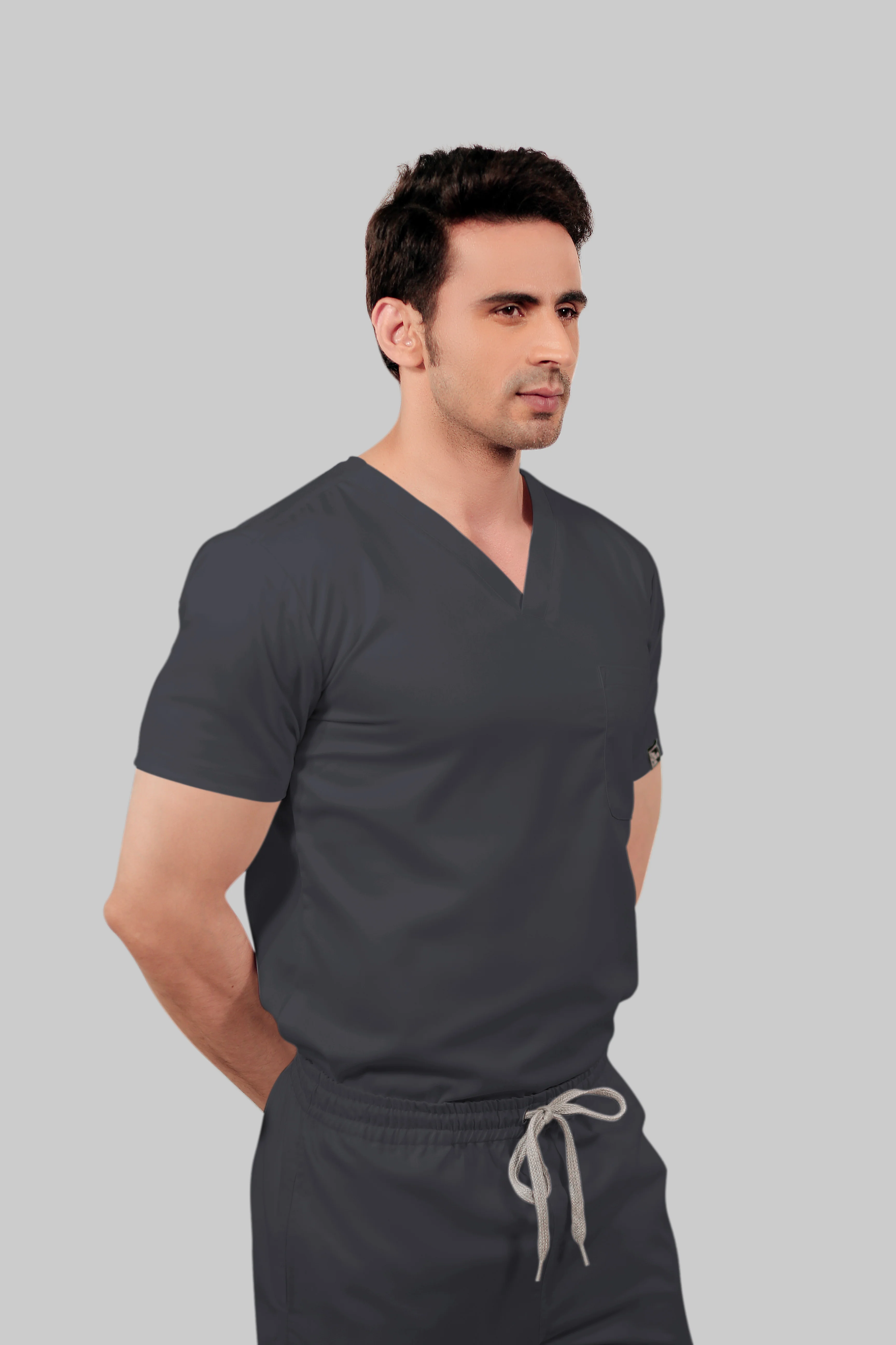 Stretchable (2Way) Men Dark Gray Straight Scrub Pant - Image 4