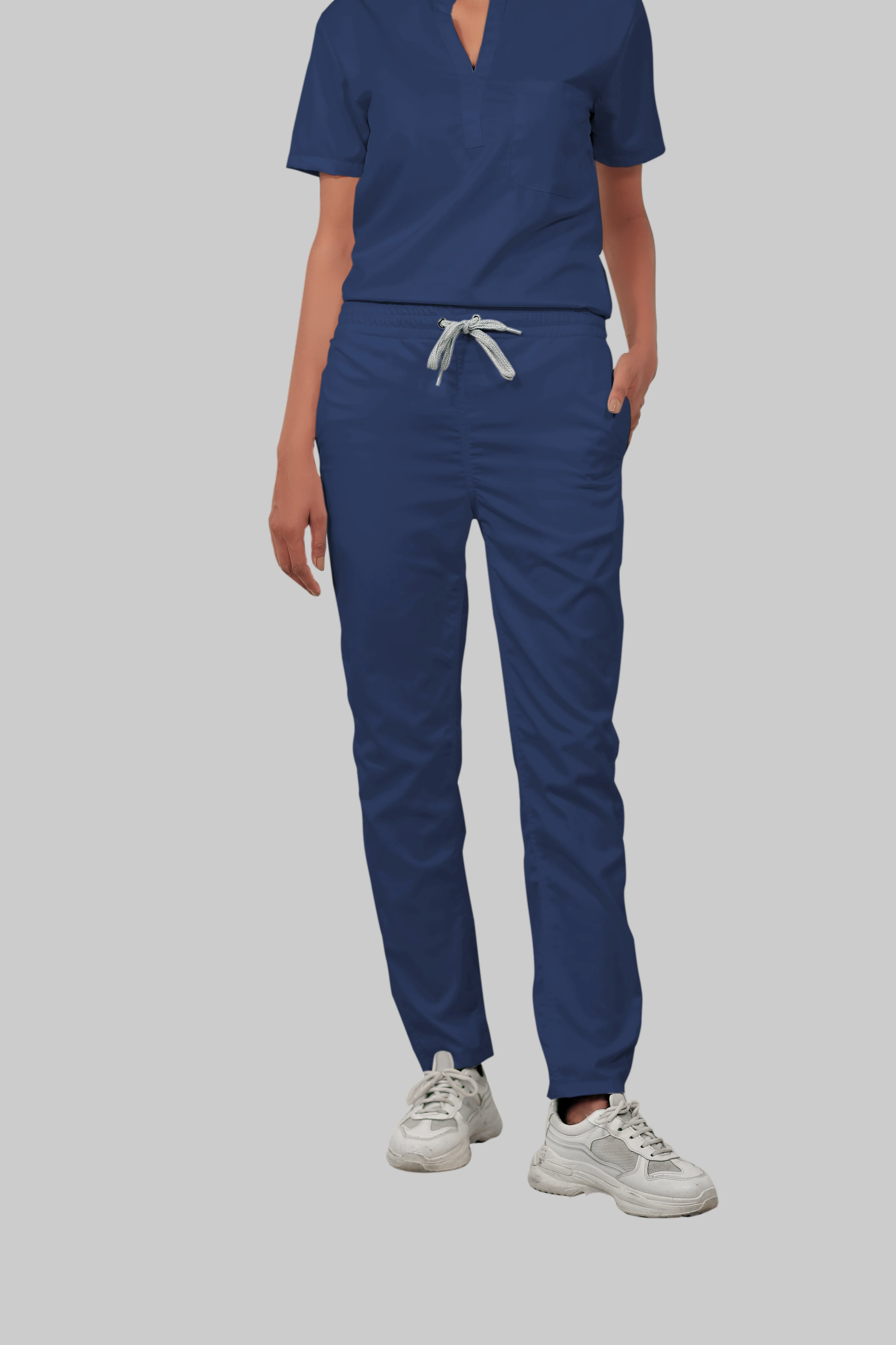 Stretchable (2Way) Women Navy Blue Straight Scrub Pant