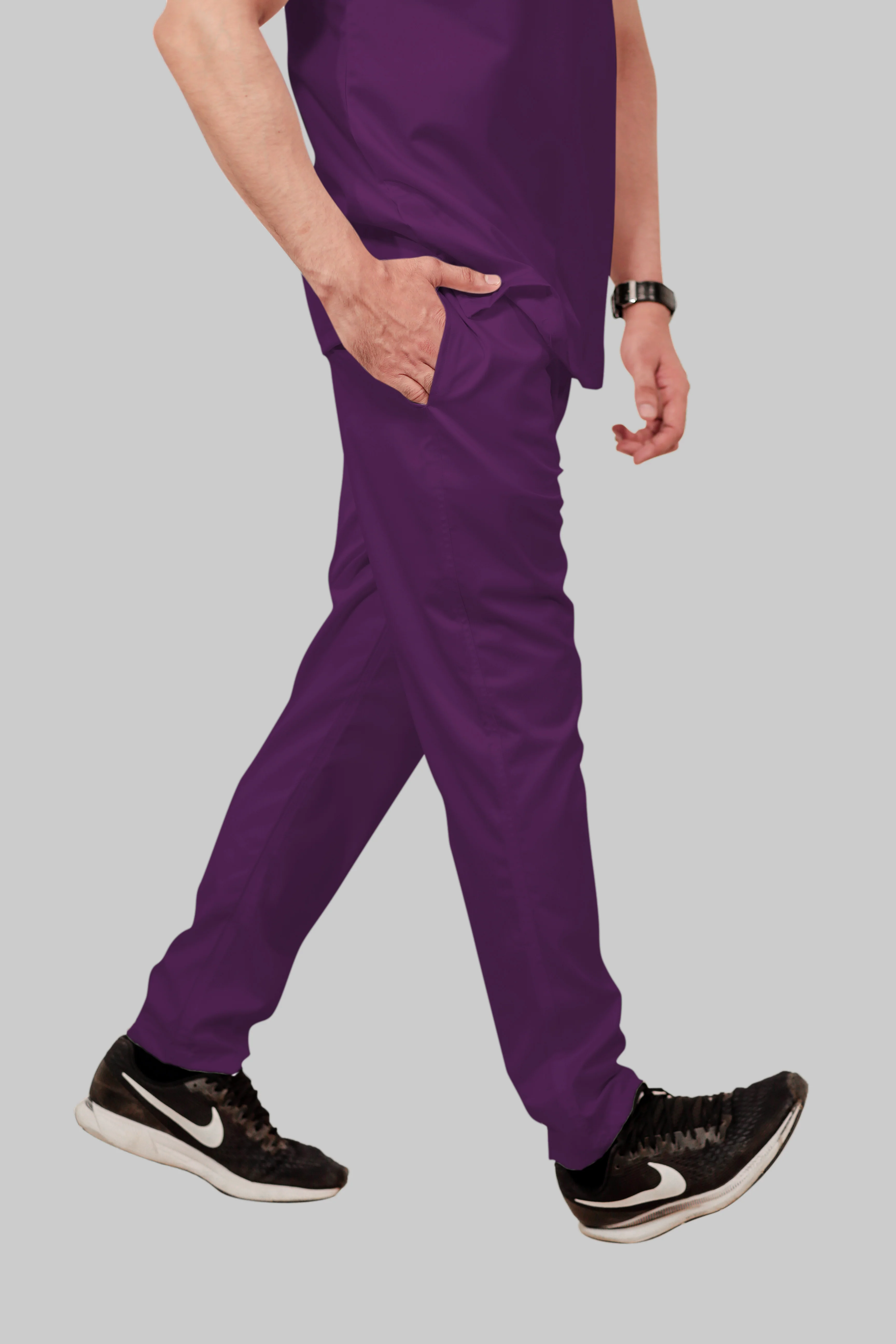 Stretchable (2Way) Men Purple Straight Scrub Pant