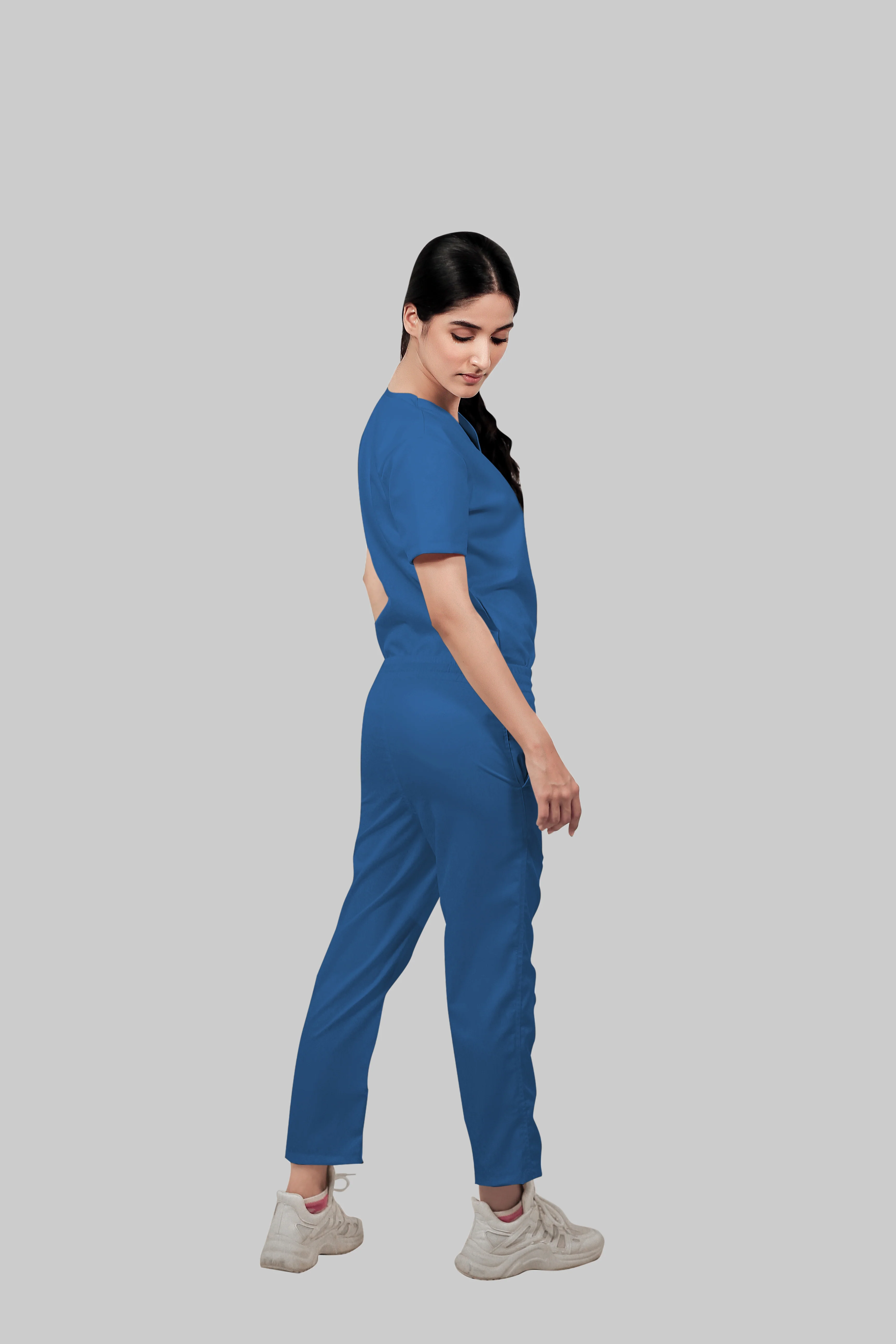 Stretchable (2Way) Women Steel Blue Straight Scrub Pant - Image 2