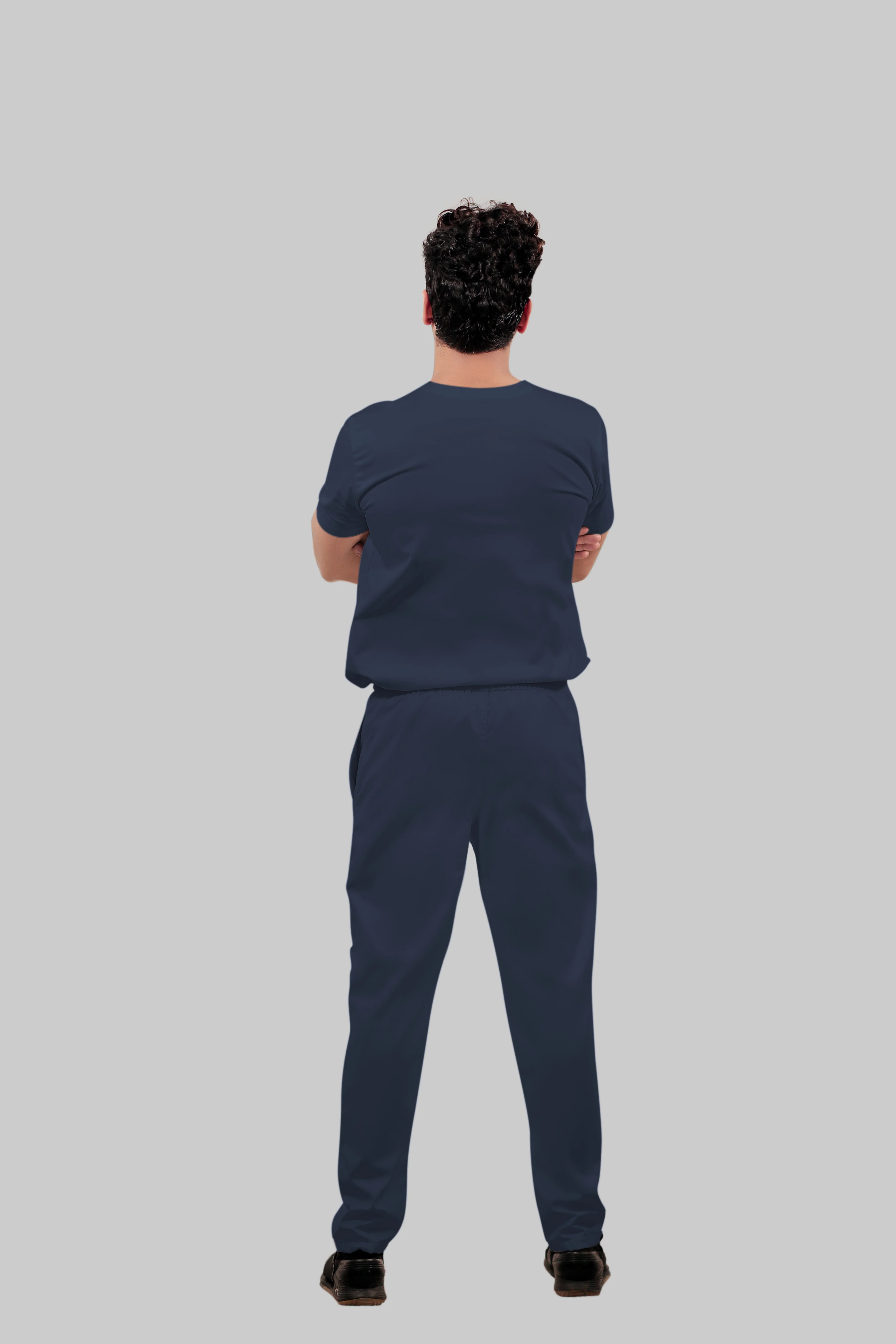 Stretchable (4Way) Men Navy Blue Straight Scrub Pant - Image 4