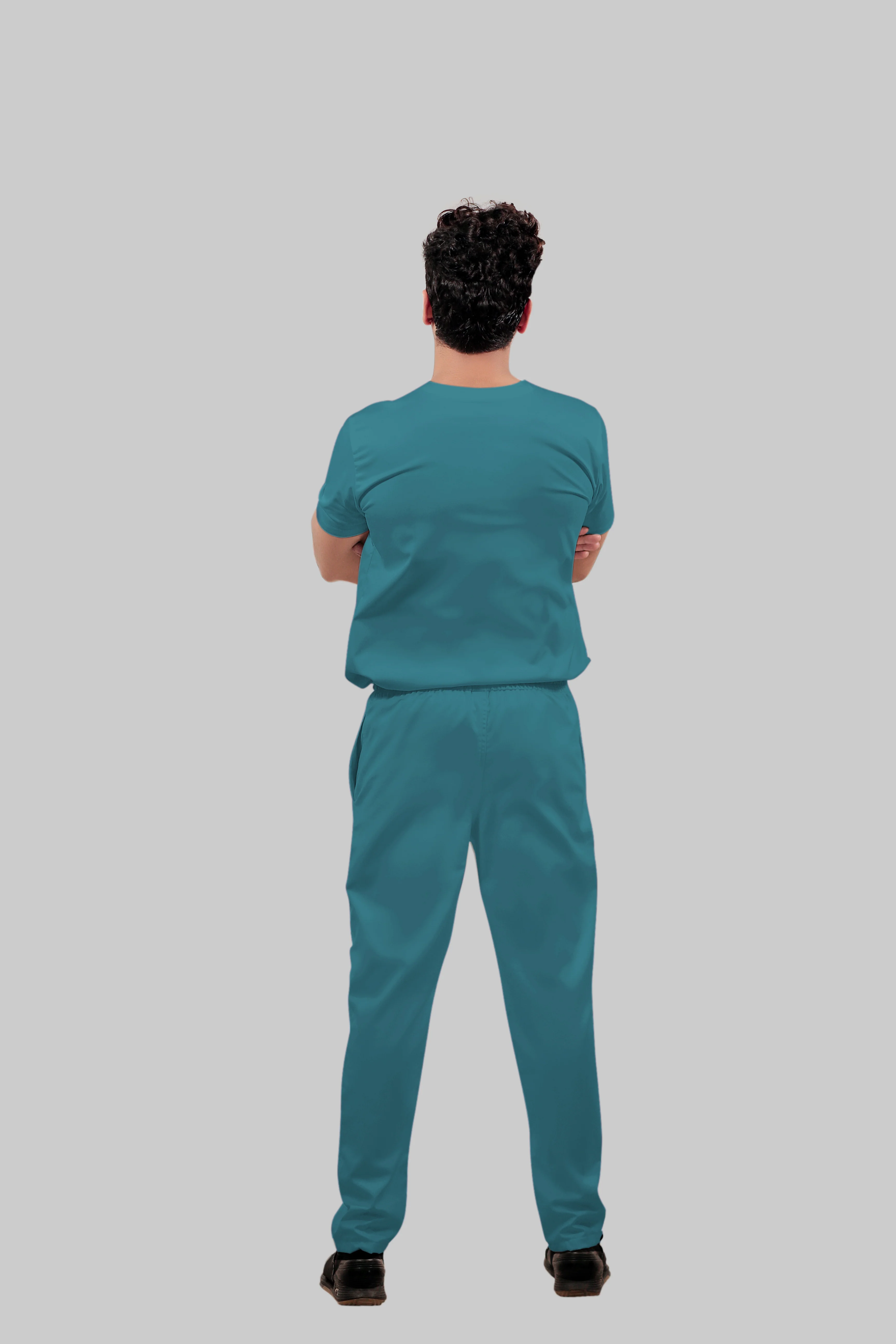 Stretchable (4Way) Men Peacock Blue Straight Scrub Pant - Image 4