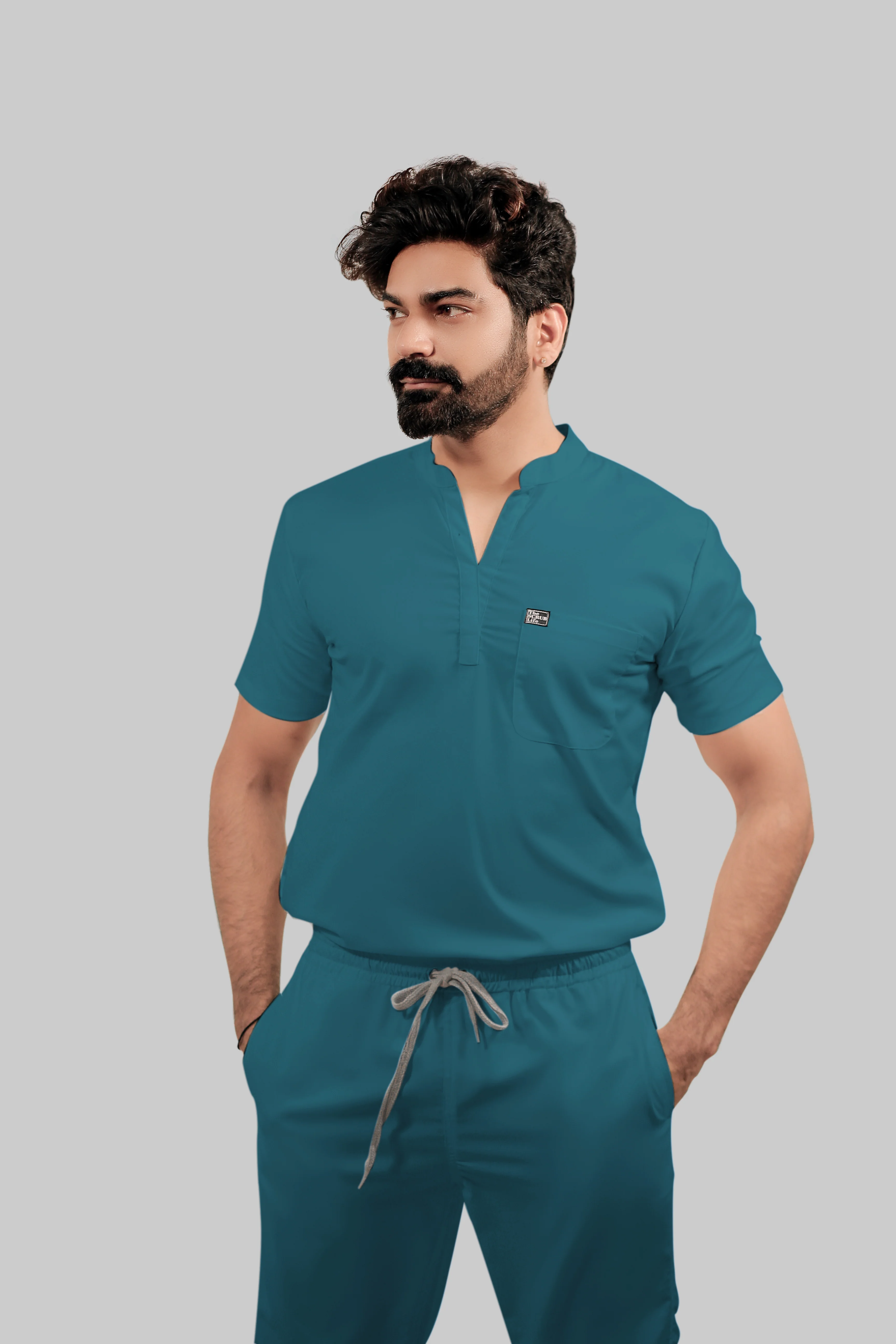 Stretchable (4Way) Men Peacock Blue Jogger - Image 4