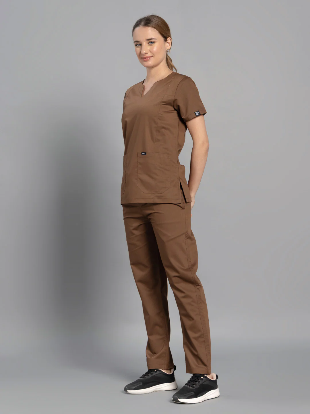Move Lite Women Mocha (Nova V Neck) Scrub Set - Image 7