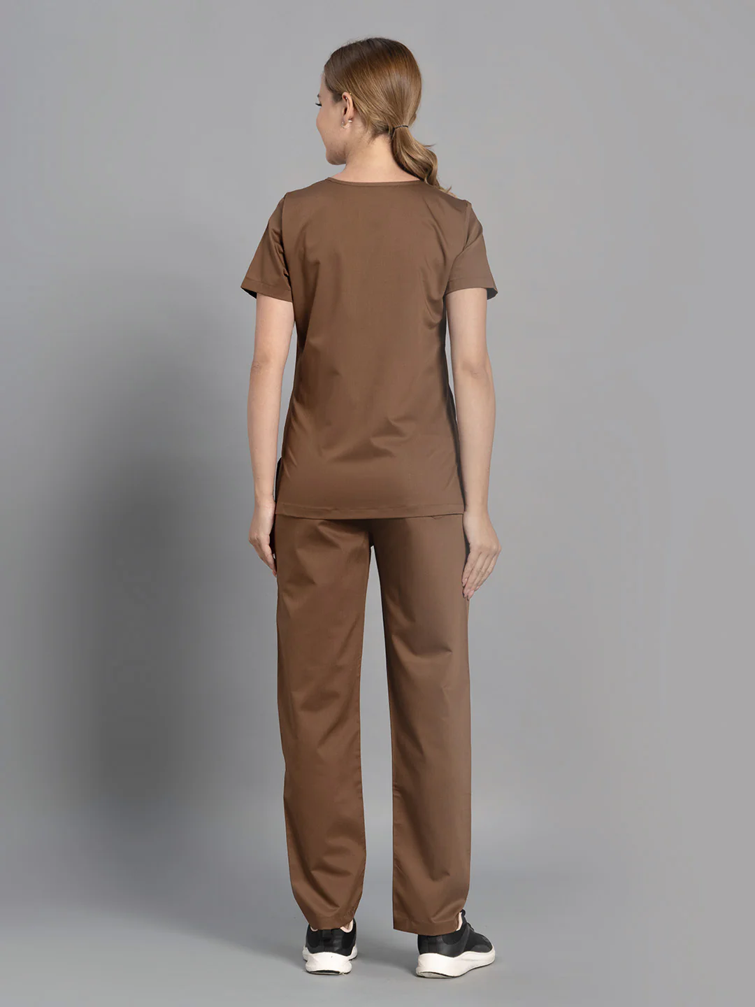 Move Lite Women Mocha (Nova V Neck) Scrub Set - Image 8