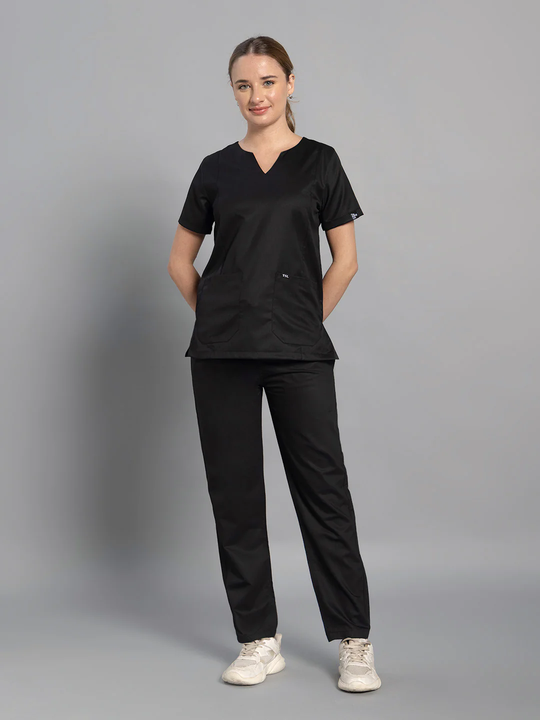Move Lite Women Black (Nova V Neck) Scrub Set - Image 5