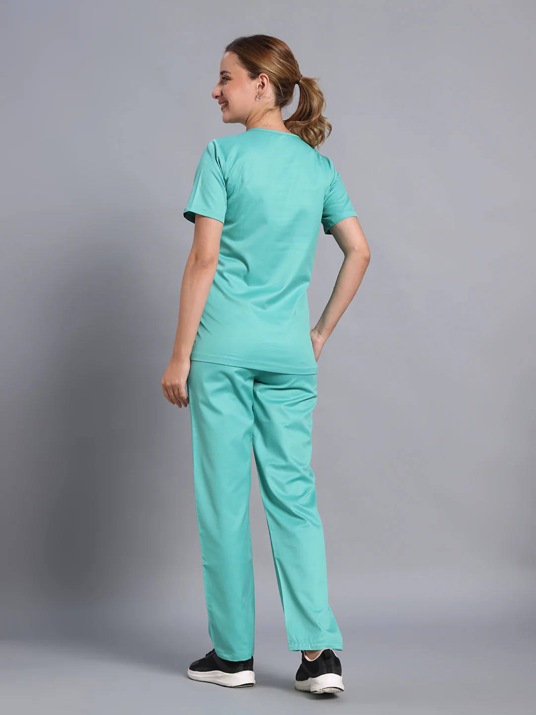 Move Lite Women Mint Green (Core V Neck) Scrub Set - Image 5
