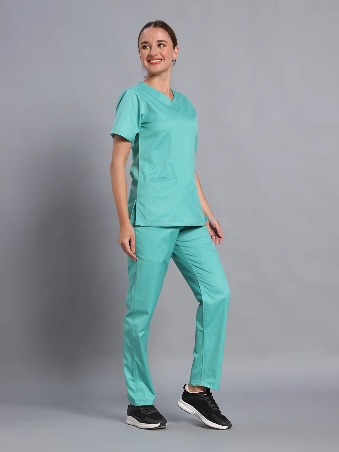Move Lite Women Mint Green (Soft V Neck) Scrub Set - Image 3