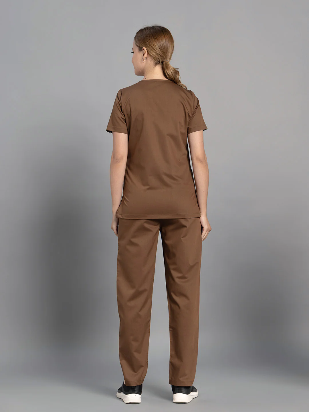 Move Lite Women Mocha (Core V Neck) Scrub Set - Image 5