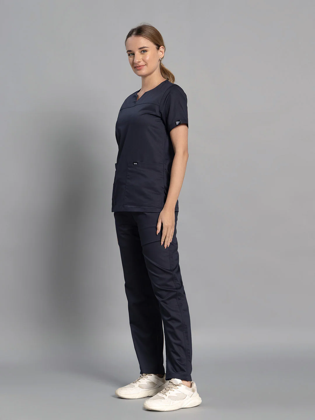 Move Lite Women Ink blue (Core V Neck) Scrub Set - Image 4