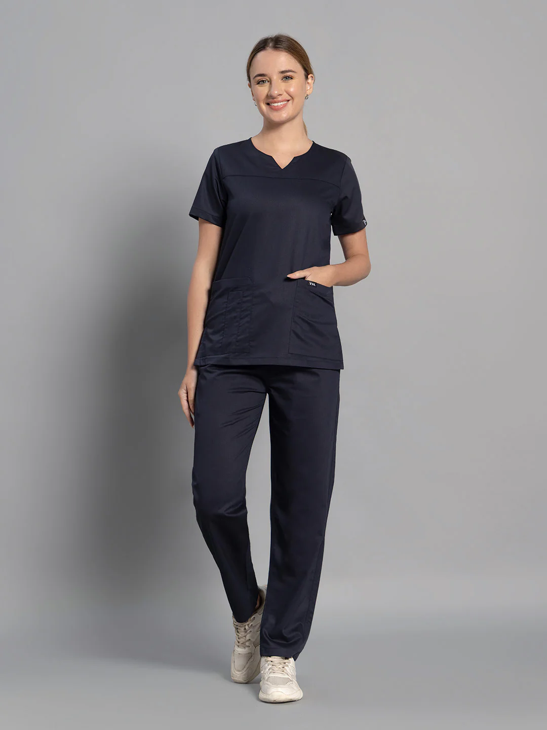 Move Lite Women Ink blue (Core V Neck) Scrub Set - Image 5