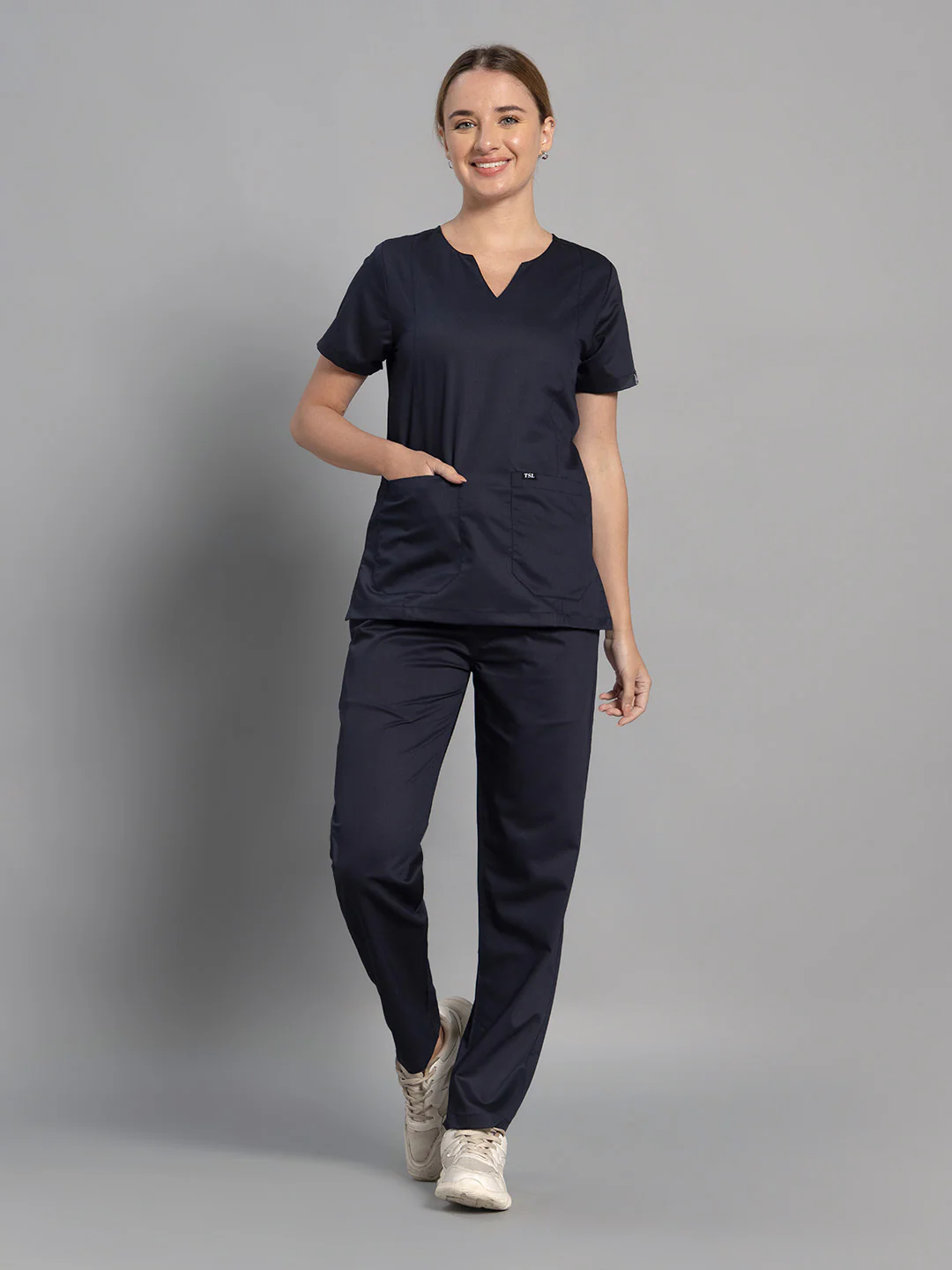 Move Lite Women Ink Blue (Nova V Neck) Scrub Set - Image 5