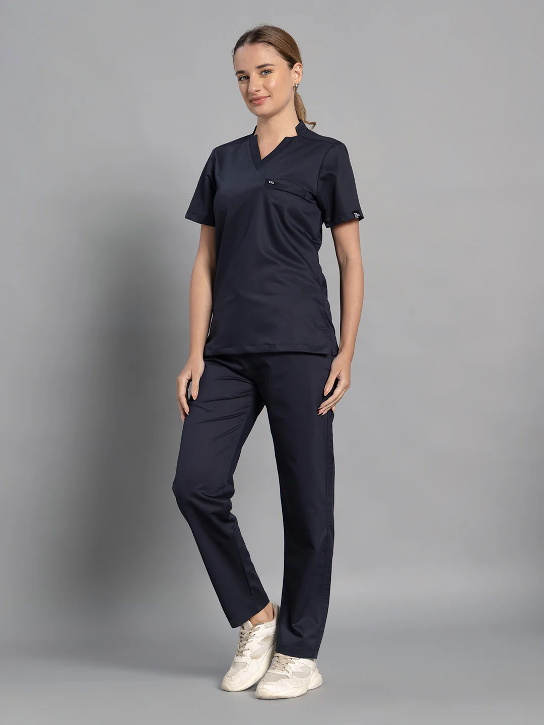 Move Lite Women Ink blue (Star V Neck) Scrub Set - Image 3