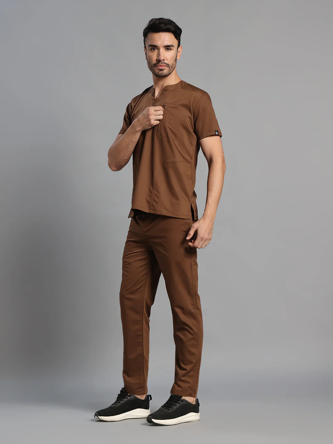 Move Lite Men Mocha (Neo Notch Neck) Scrub Set - Image 4