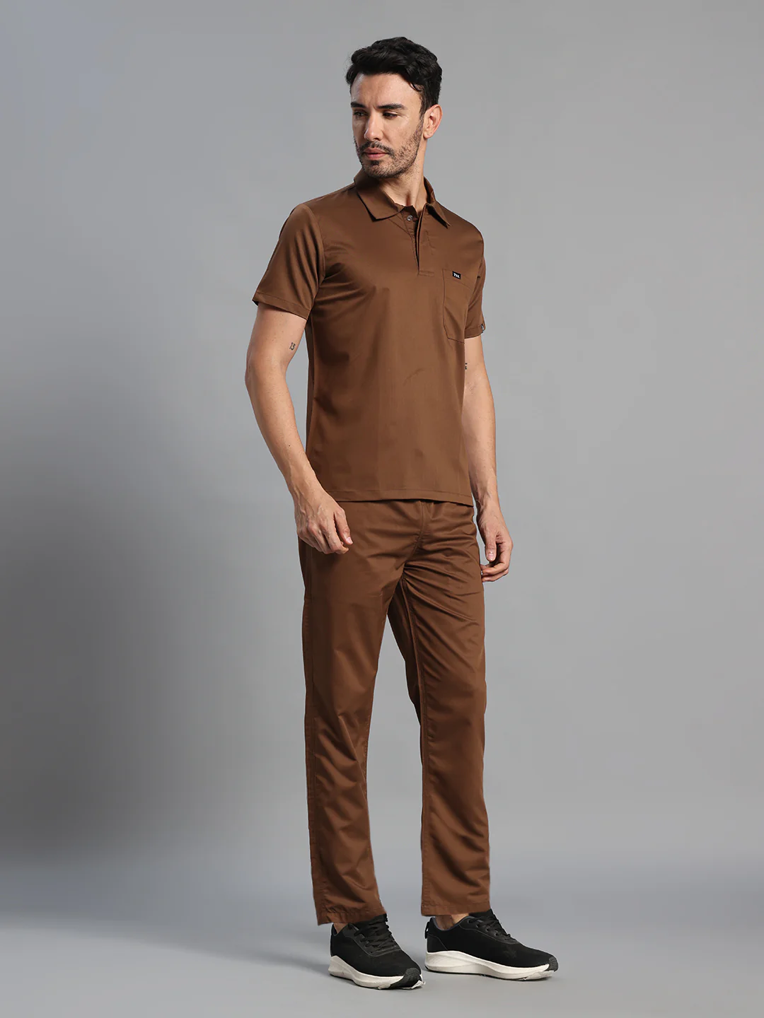 Move Lite Men Mocha (Polo Neck) Scrub Set - Image 4