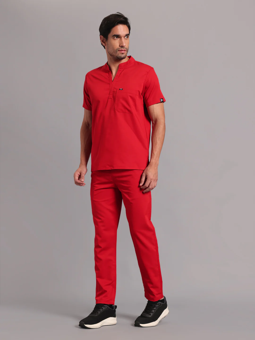 Move Lite Men Ember Red (Mandarin Neck) Scrub Set - Image 3