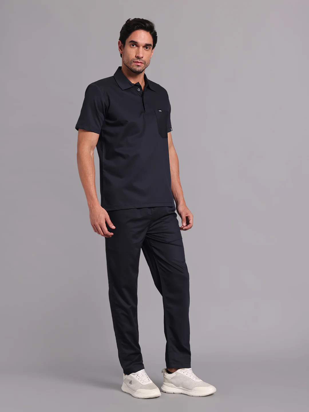 Move Lite Men Ink Blue (Polo Neck) Scrub Set - Image 6
