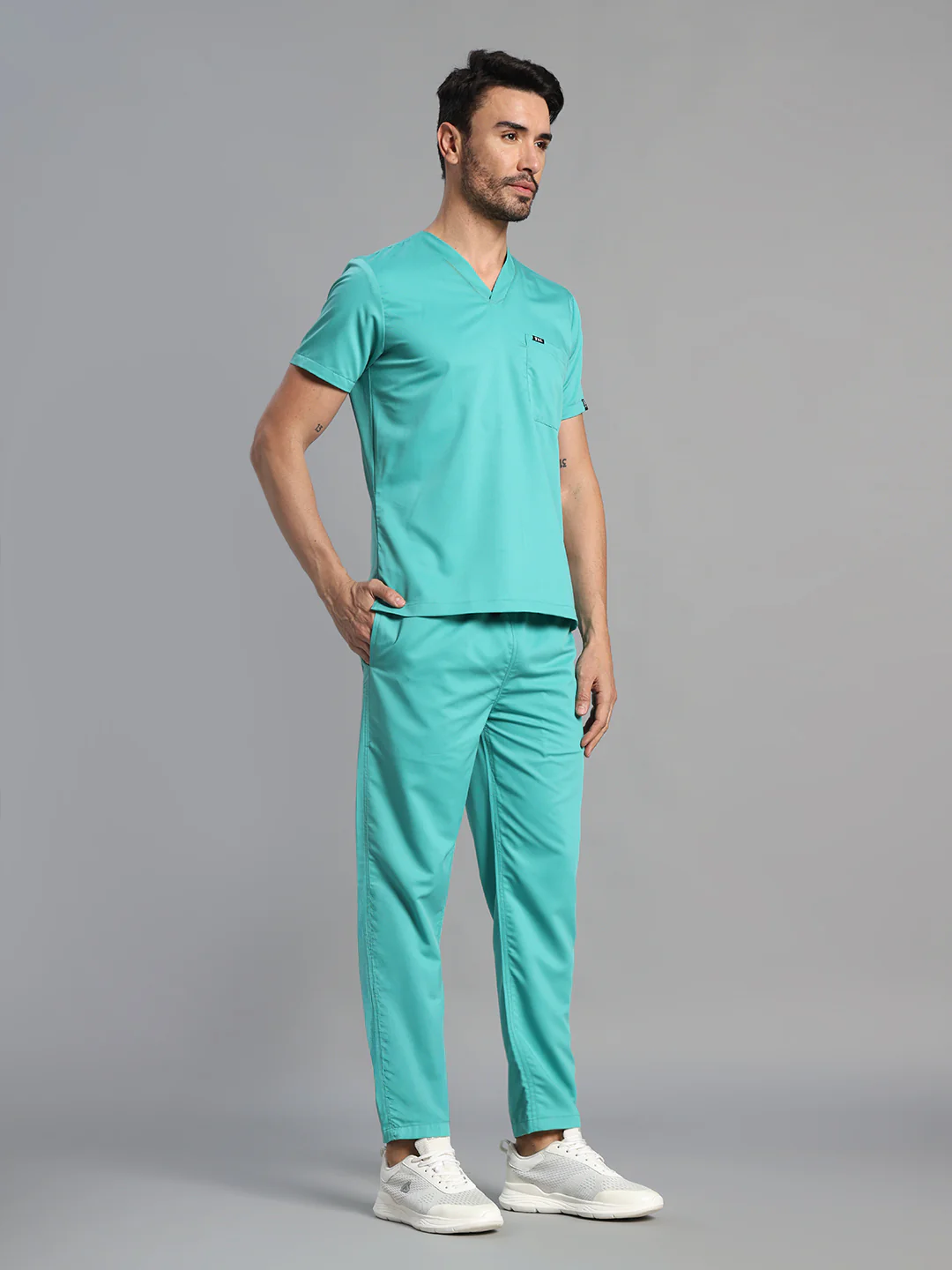 Move Lite Men Mint Green (V Neck) Scrub Set - Image 3