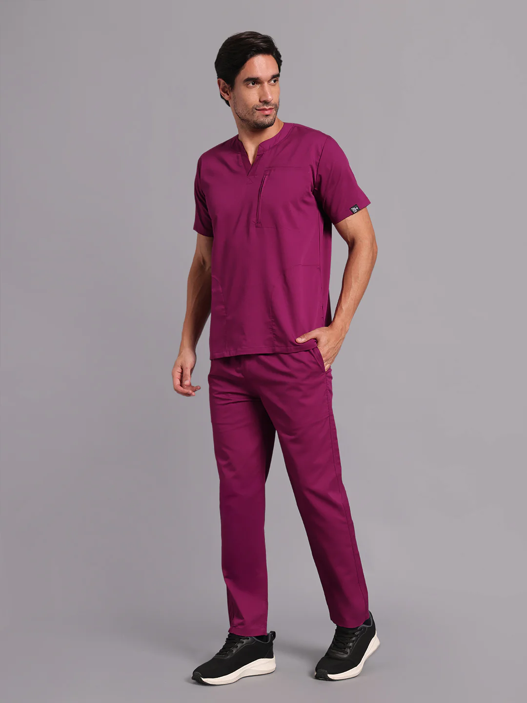 Move Lite Men Plum (Neo Notch Neck) Scrub Set - Image 6
