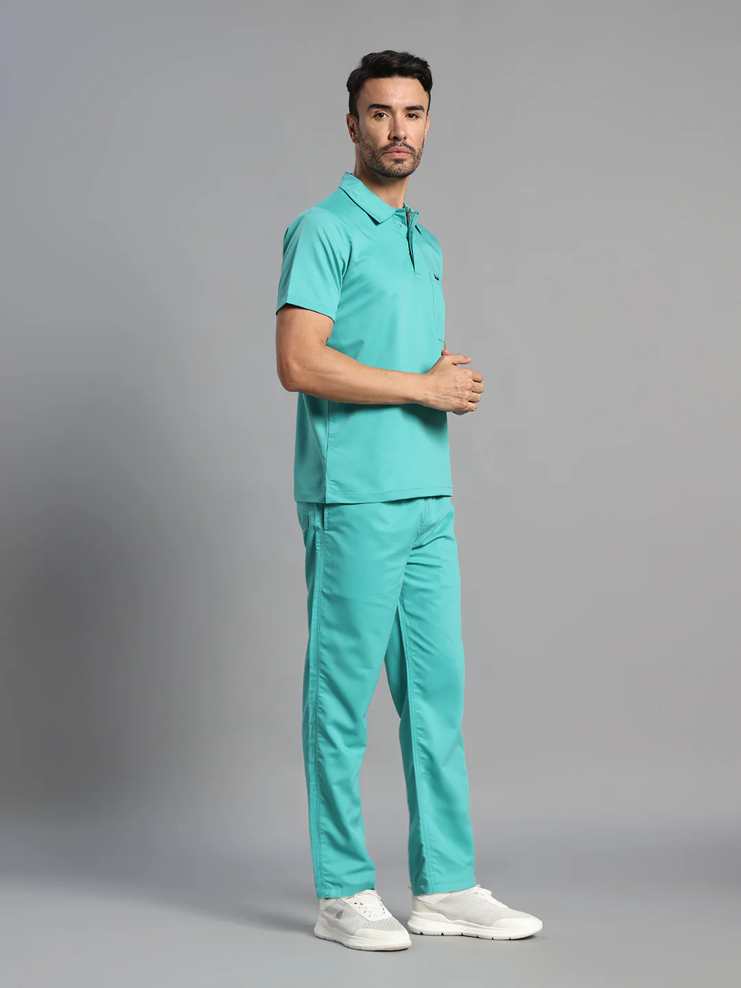 Move Lite Men Mint Green (Polo Neck) Scrub Set - Image 5