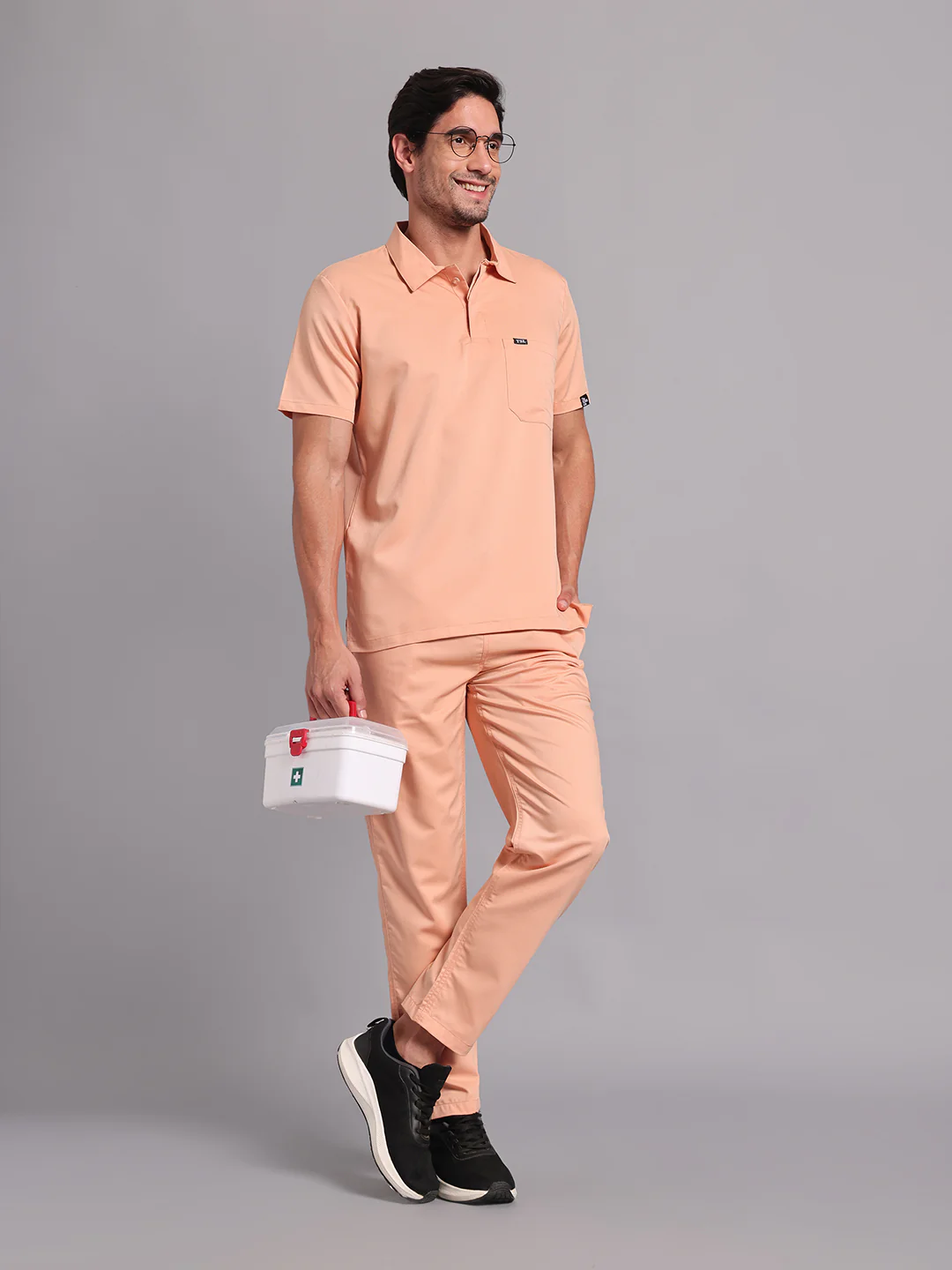 Move Lite Men Coral Mist (Polo Neck) Scrub Set - Image 5