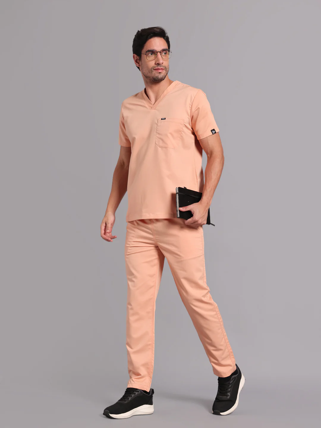 Move Lite Men Coral Mist (V Neck) Scrub Set - Image 3