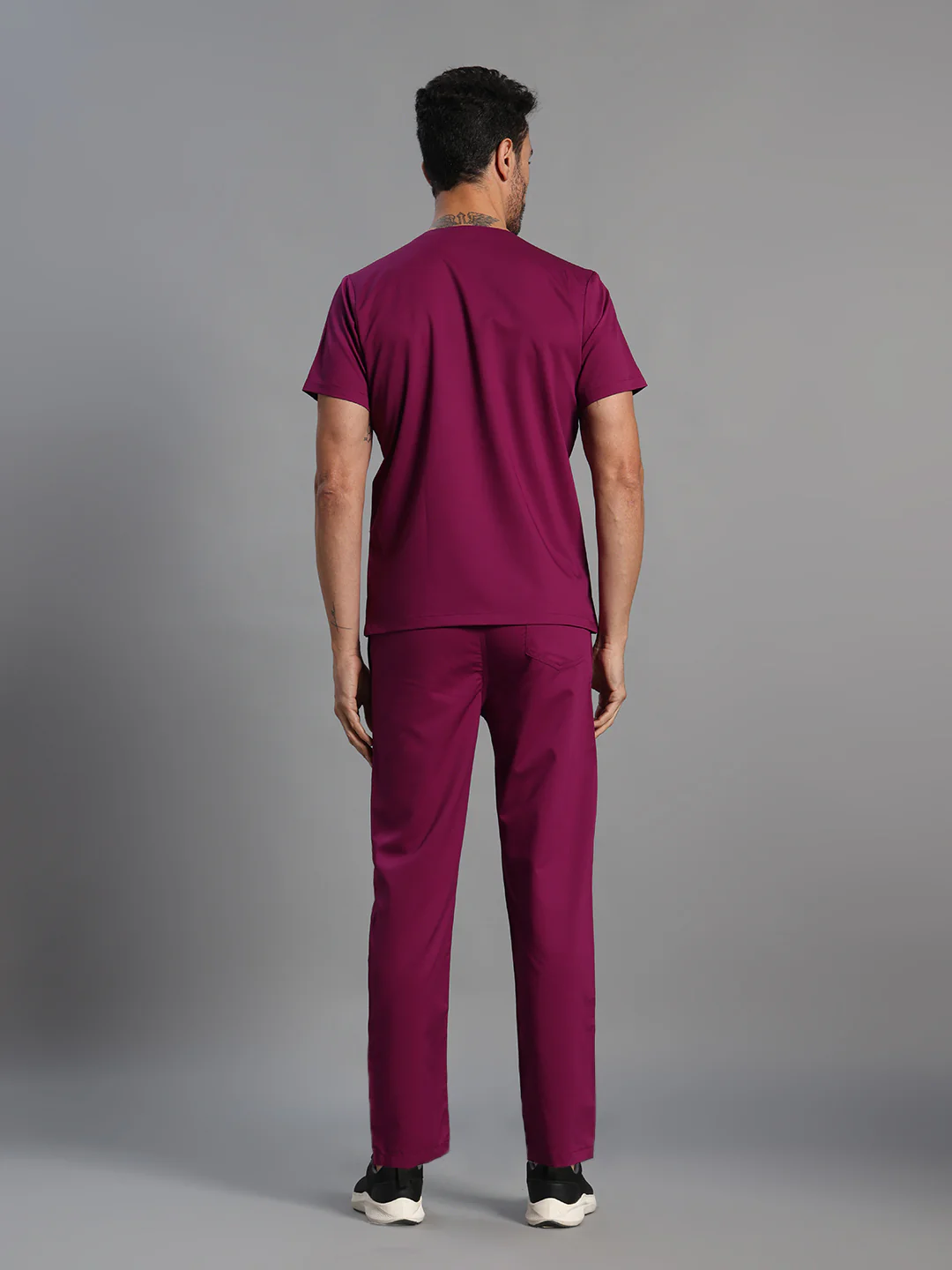 Move Lite Men Plum (V Neck) Scrub Set - Image 4