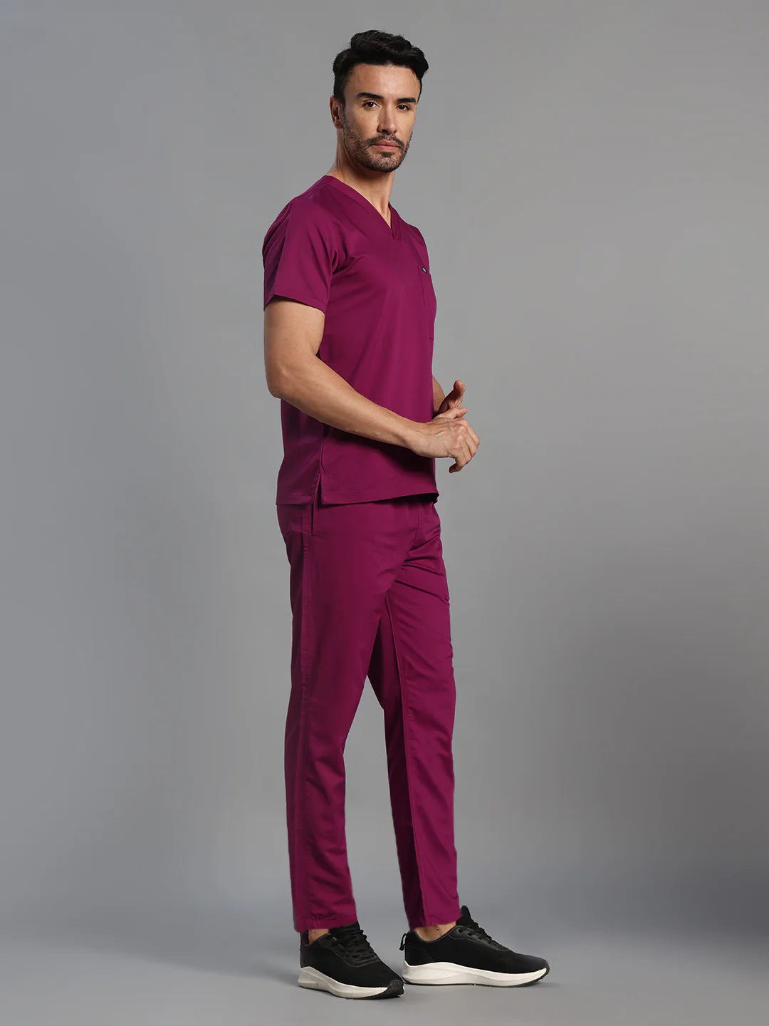Move Lite Men Plum (V Neck) Scrub Set - Image 5