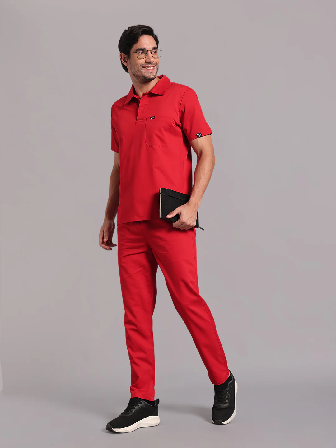 Move Lite Men Ember Red (Polo Neck) Scrub Set - Image 3