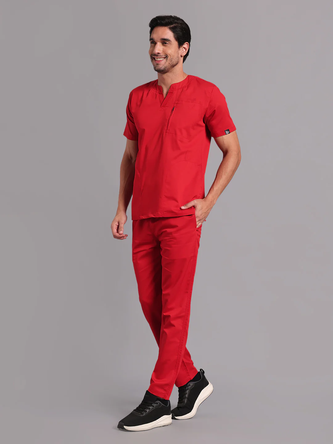 Move Lite Men Ember Red (Neo Notch Neck) Scrub Set - Image 3