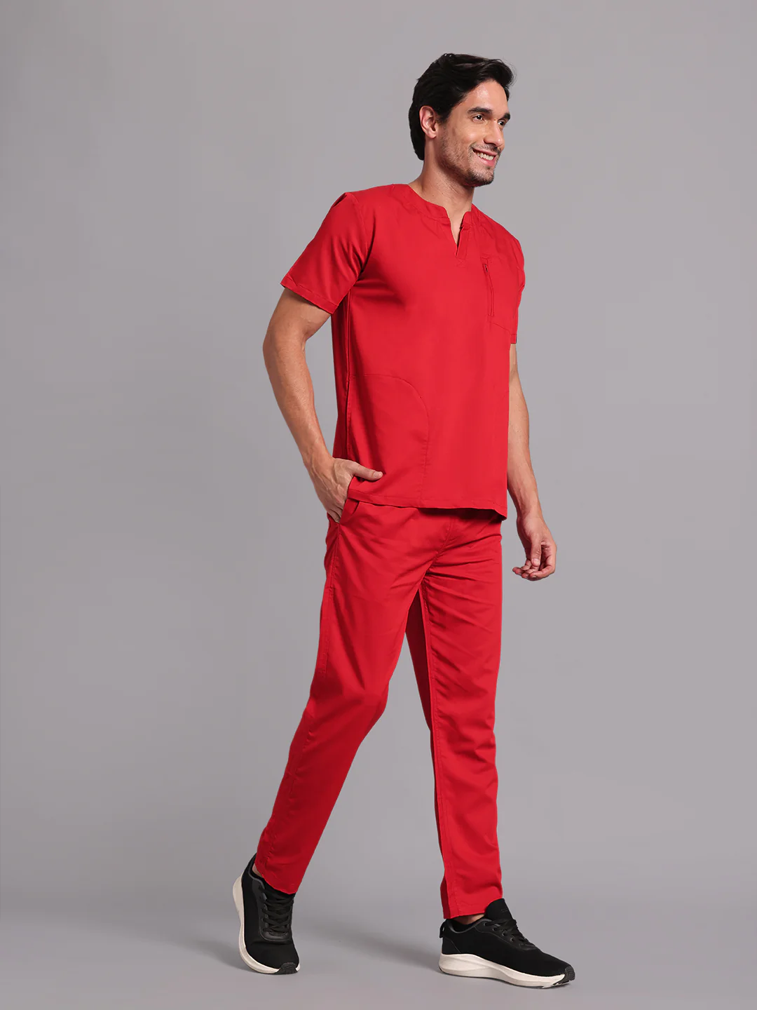 Move Lite Men Ember Red (Neo Notch Neck) Scrub Set - Image 4