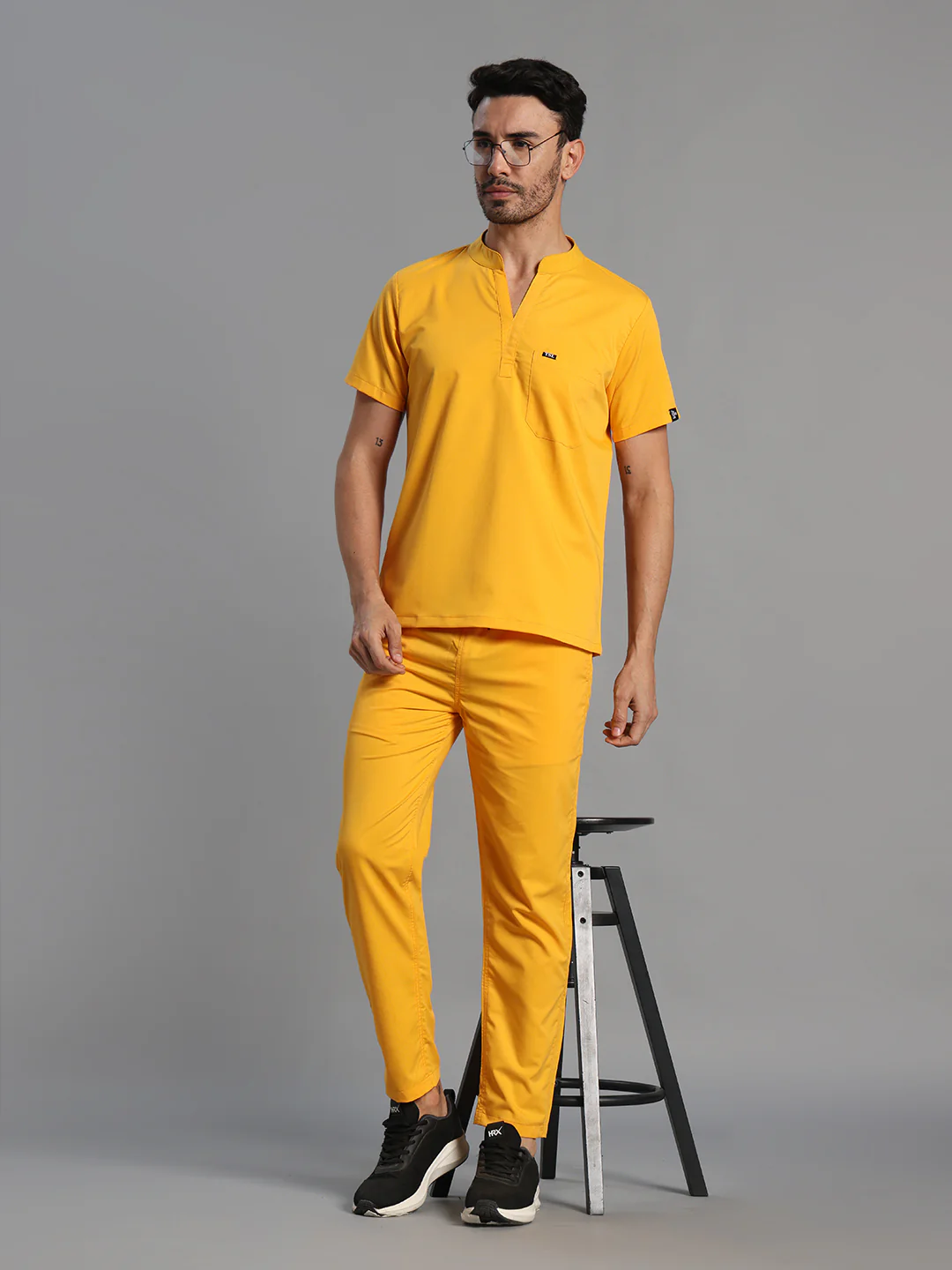 Move Lite Men Marigold (Mandarin Neck) Scrub Set - Image 3