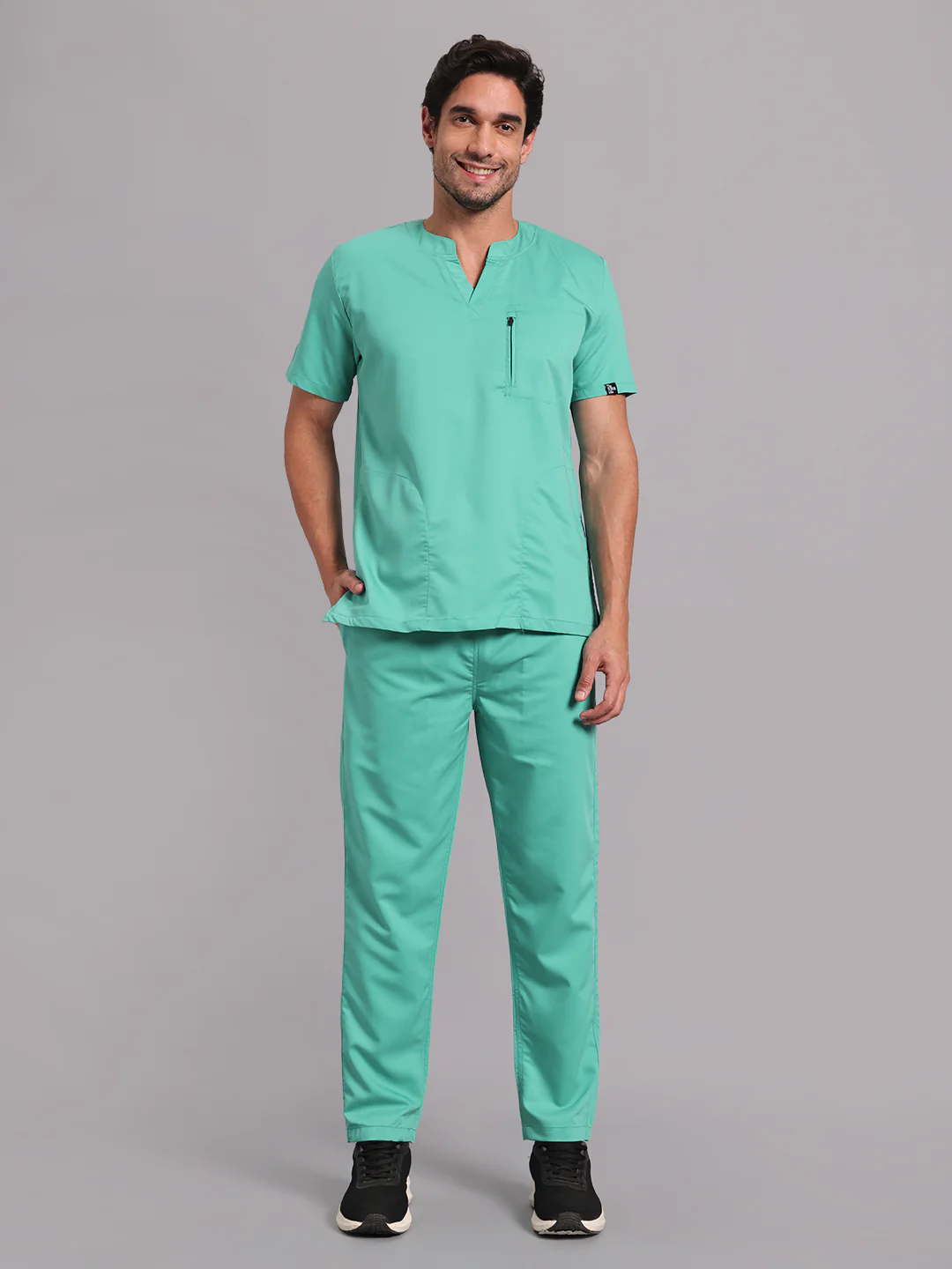 Move Lite Men Mint Green (Neo Notch Neck) Scrub Set - Image 3