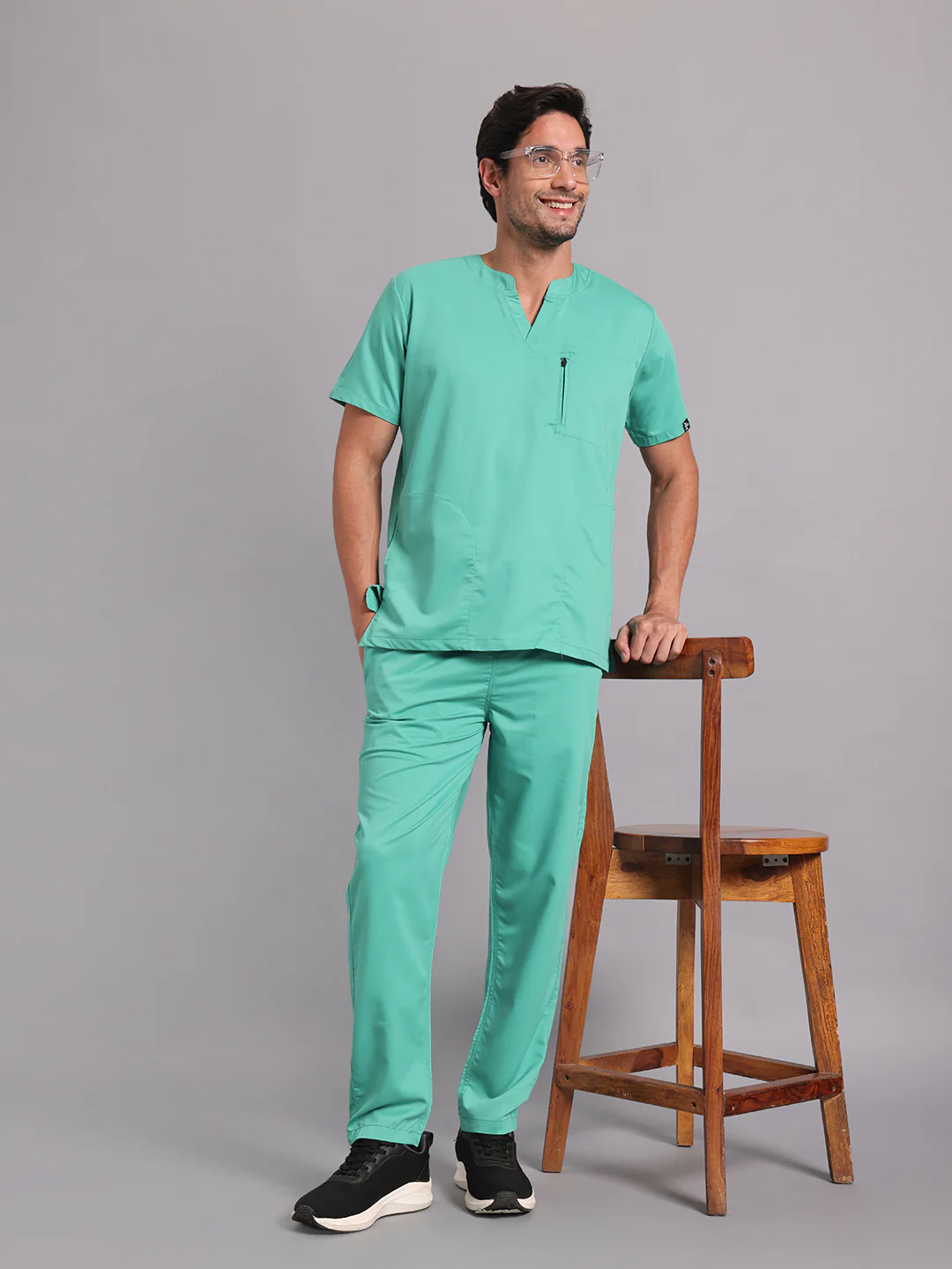 Move Lite Men Mint Green (Neo Notch Neck) Scrub Set - Image 4
