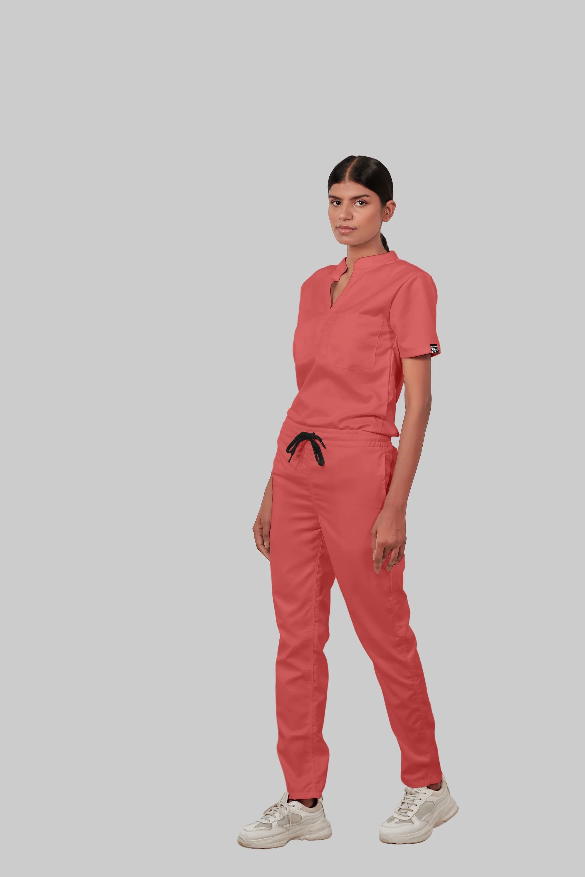 Stretchable (2Way) Women Peach Straight Scrub Pant - Image 2
