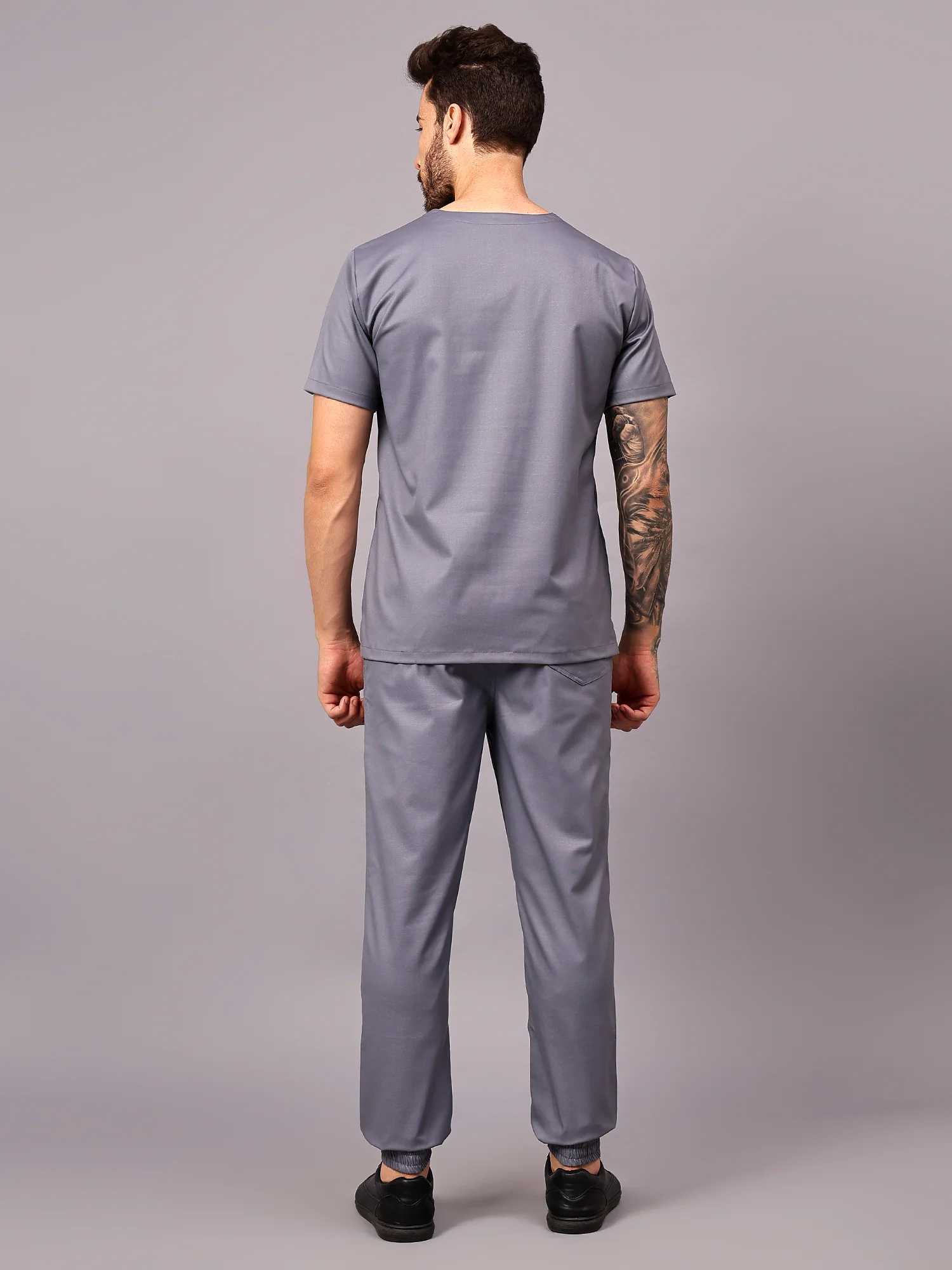 Stretchable (2Way) Men Graphite V-Neck With Jogger Scrub Set - Image 3