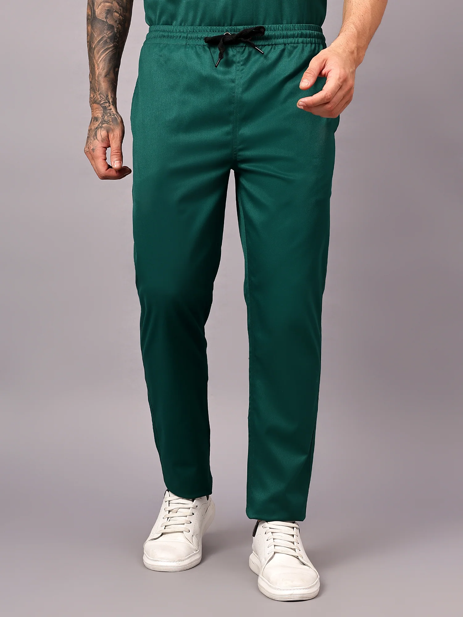 Stretchable (2Way) Men Hunter Green V Neck With Straight Pant Scrub Set - Image 6