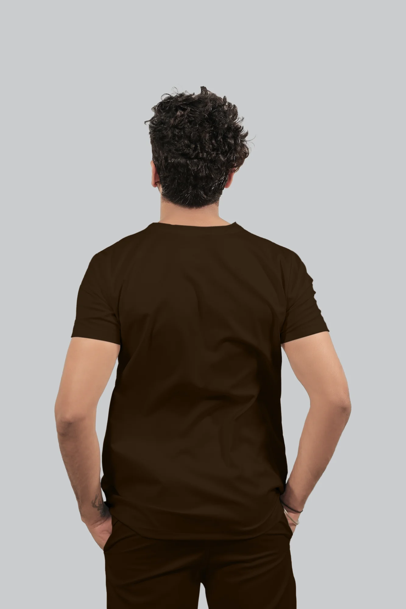 Stretchable (4Way) Men Brown V-Neck With Straight Pant Scrub Set - Image 3