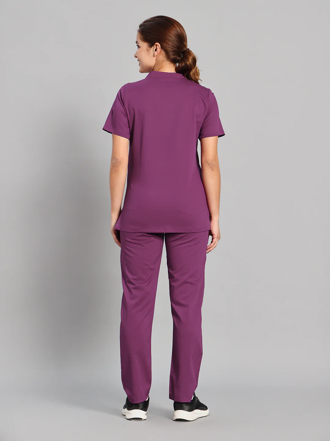 Move Lite Women Plum (Star V Neck) Scrub Set - Image 3