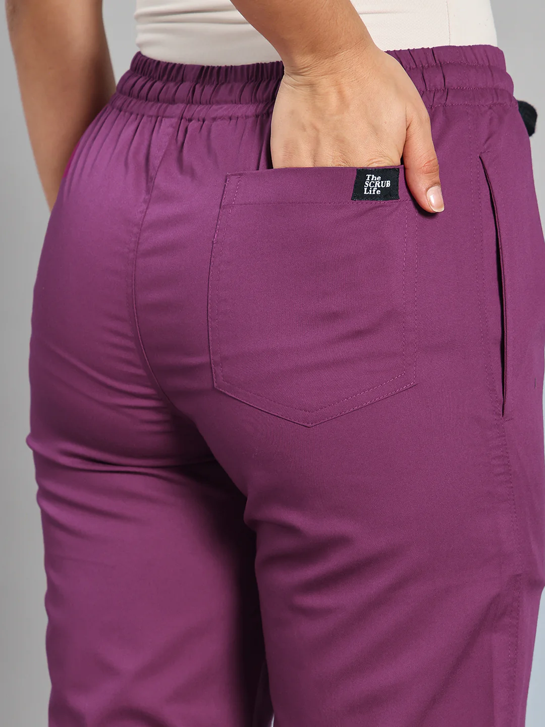 Move Lite Women Plum (Star V Neck) Scrub Set - Image 4